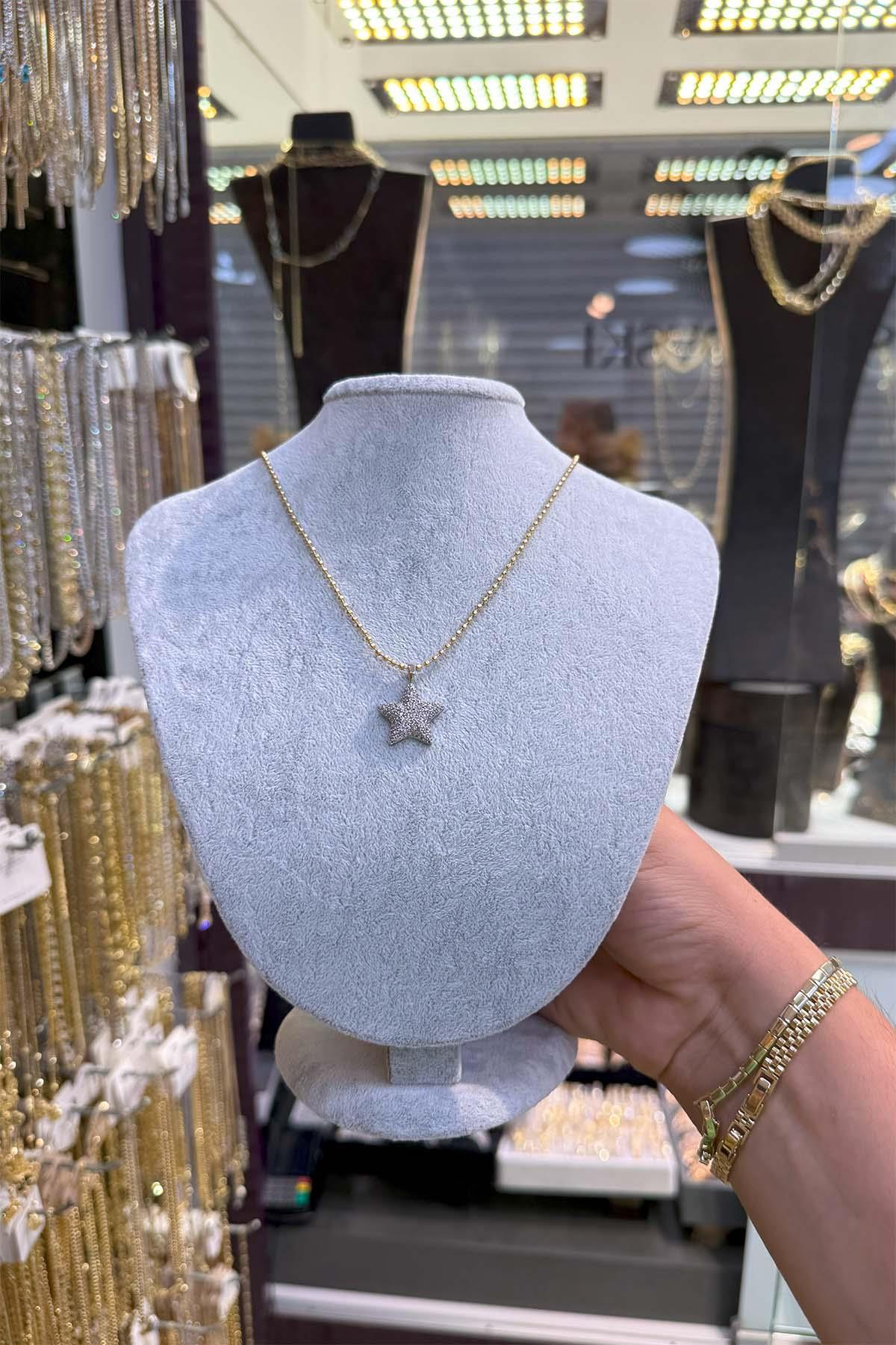 14 K Yeşil Altın Renk Vip Kolye