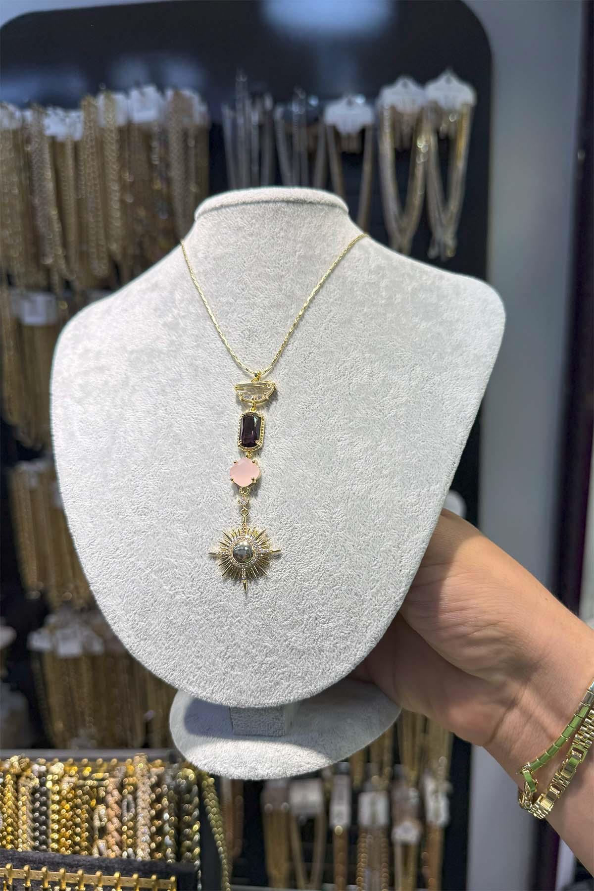 14 K Yeşil Altın Renk Vip Kolye 