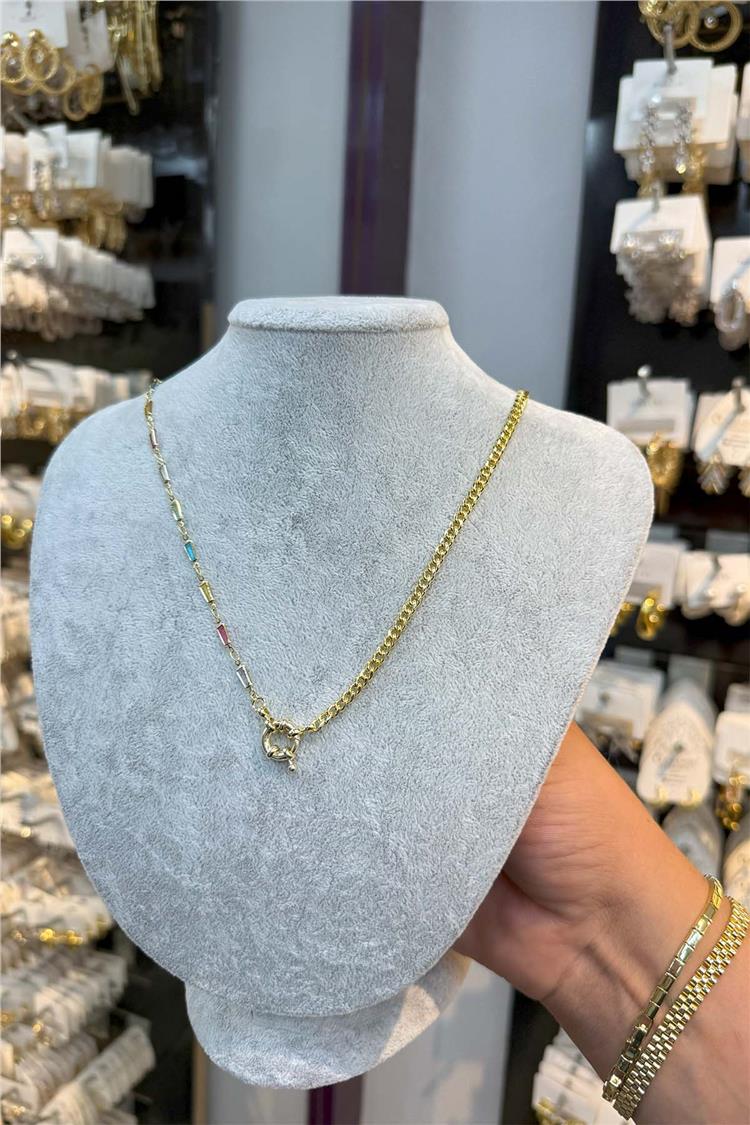 14 K Yeşil Altın Renk Vip Kolye