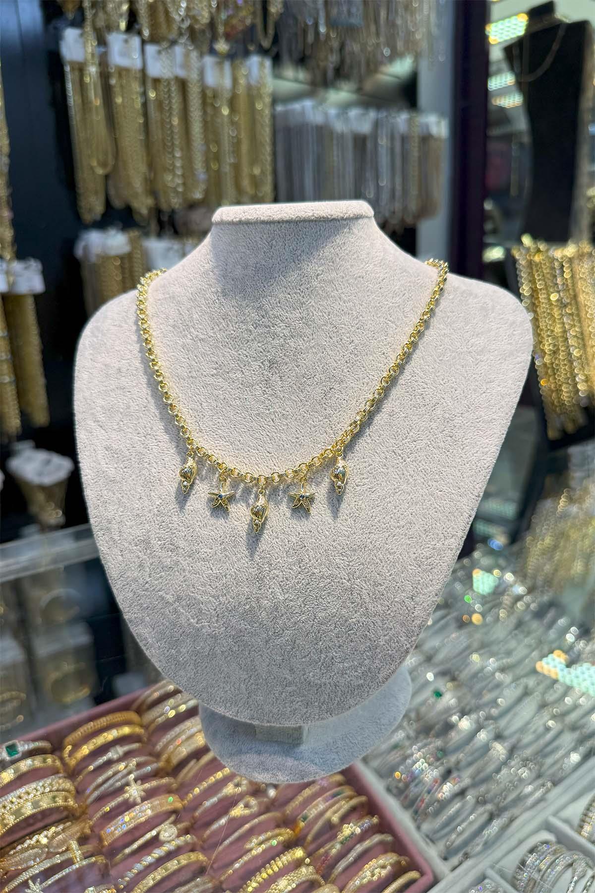 14 K Yeşil Altın Renk Vip Kolye