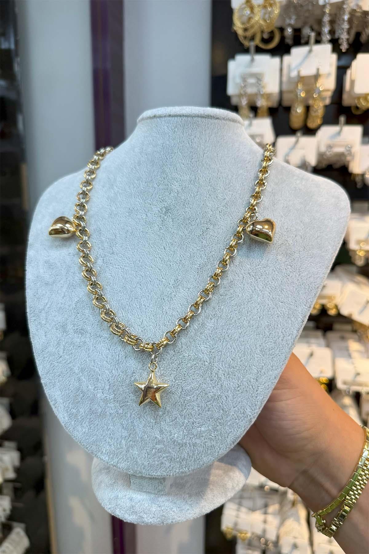 14 K Yeşil Altın Renk Vip Kolye