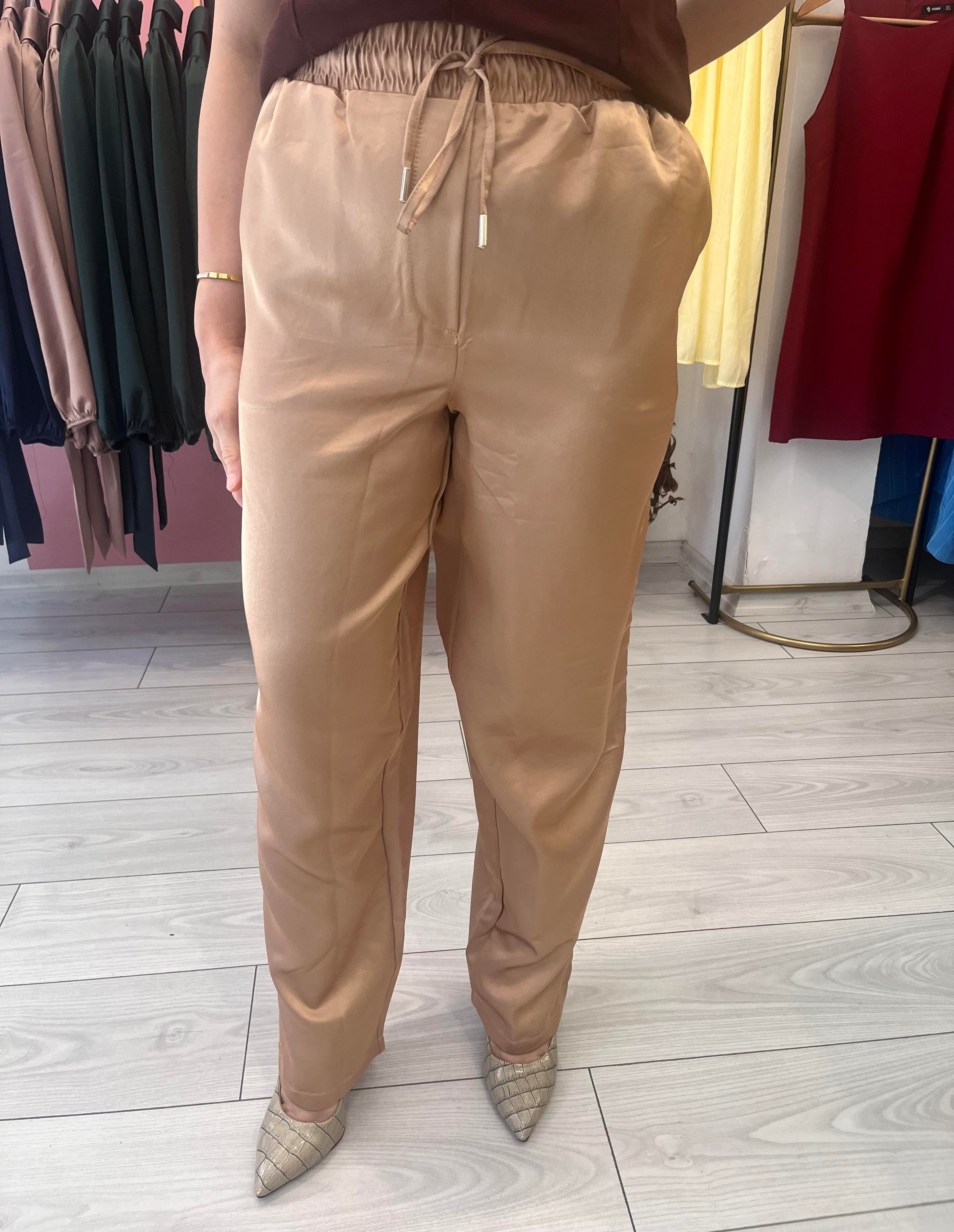 Beli Lastikli Saten Pantolon