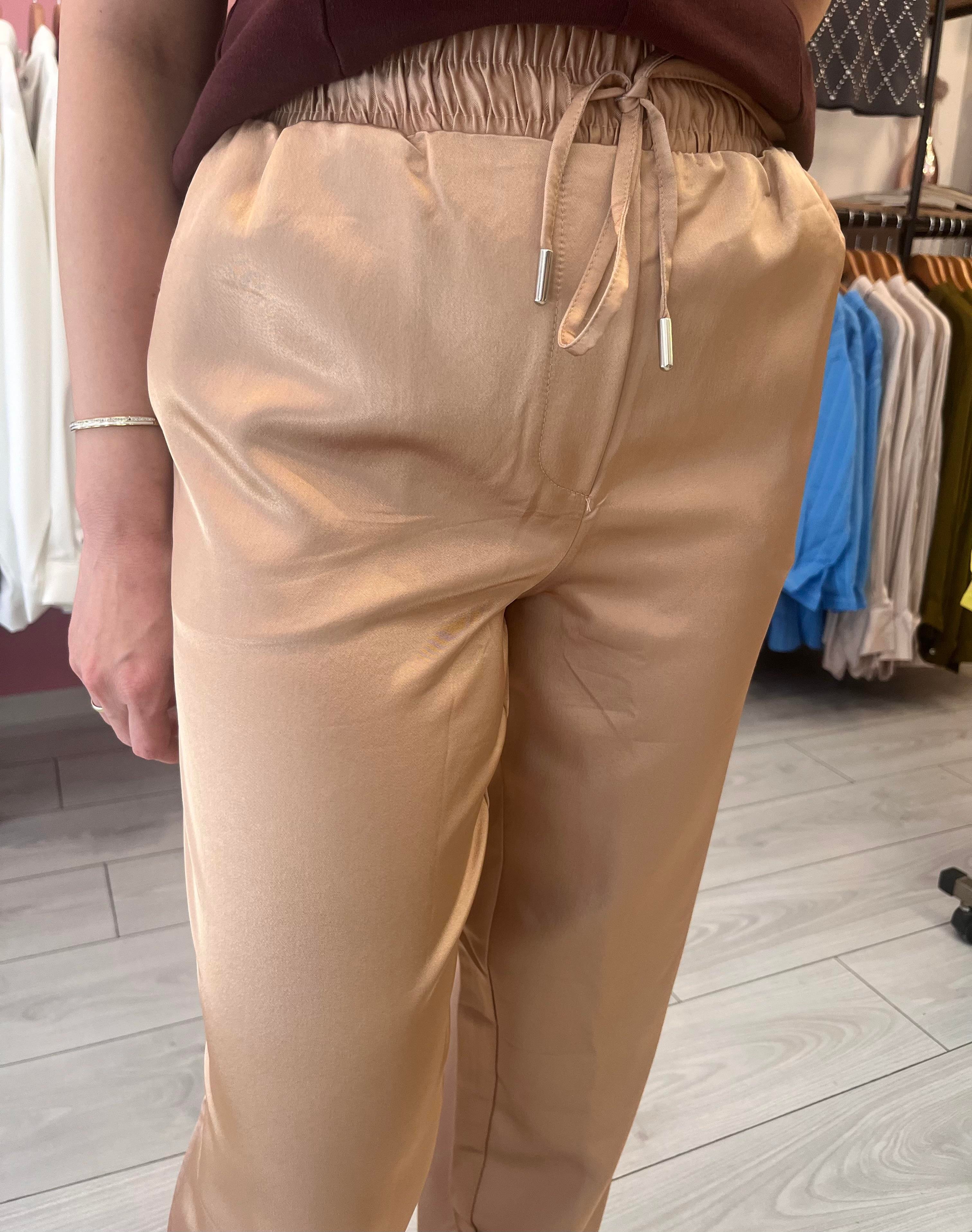 Beli Lastikli Saten Pantolon