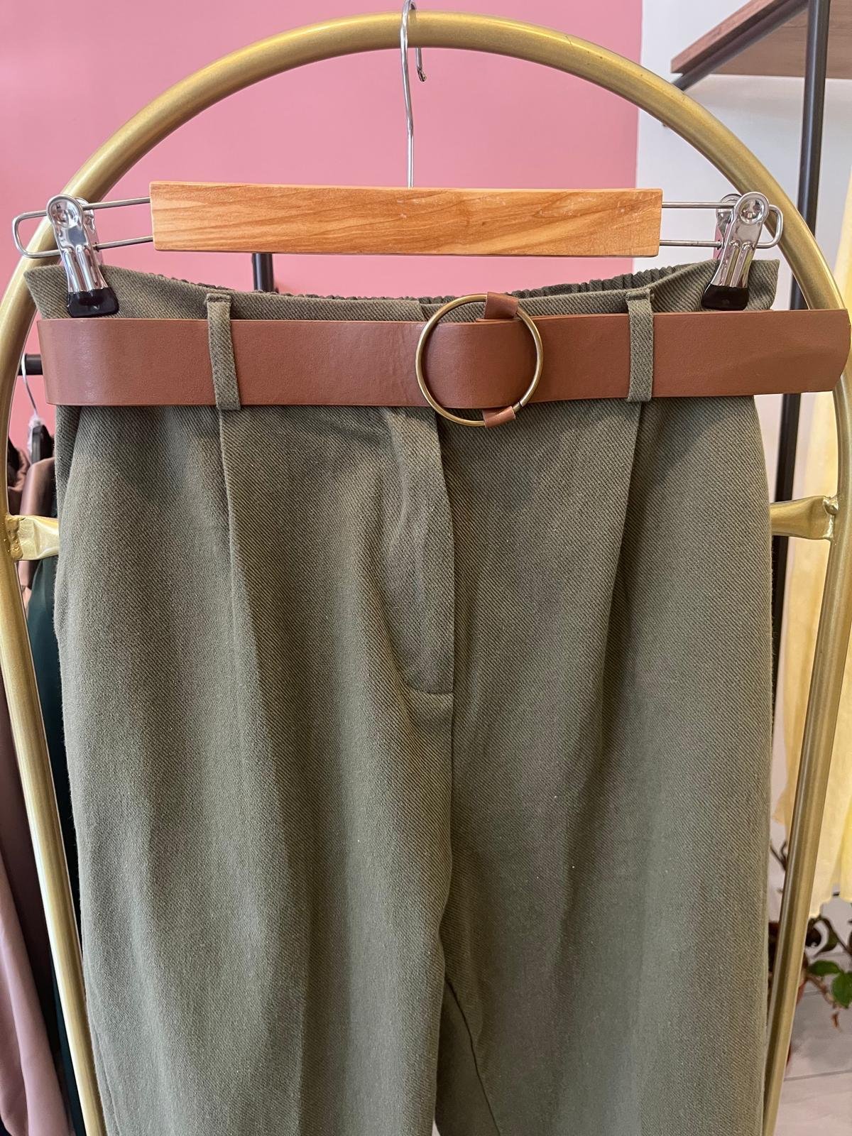 Kemerli Keten Pantolon