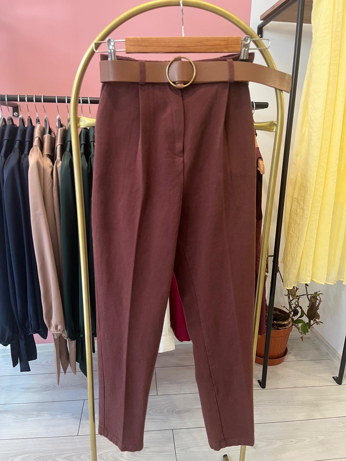 Kemerli Keten Pantolon