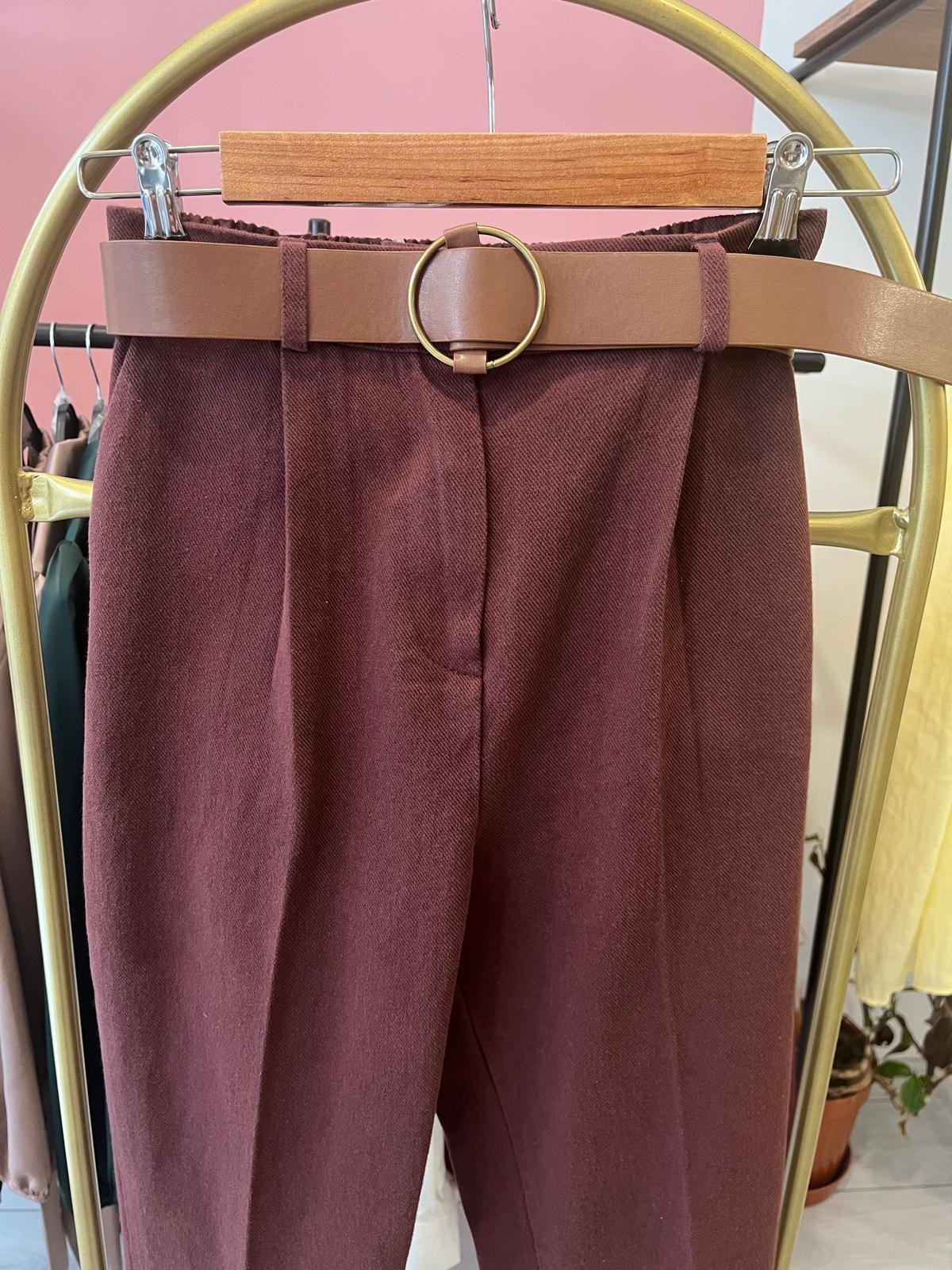 Kemerli Keten Pantolon