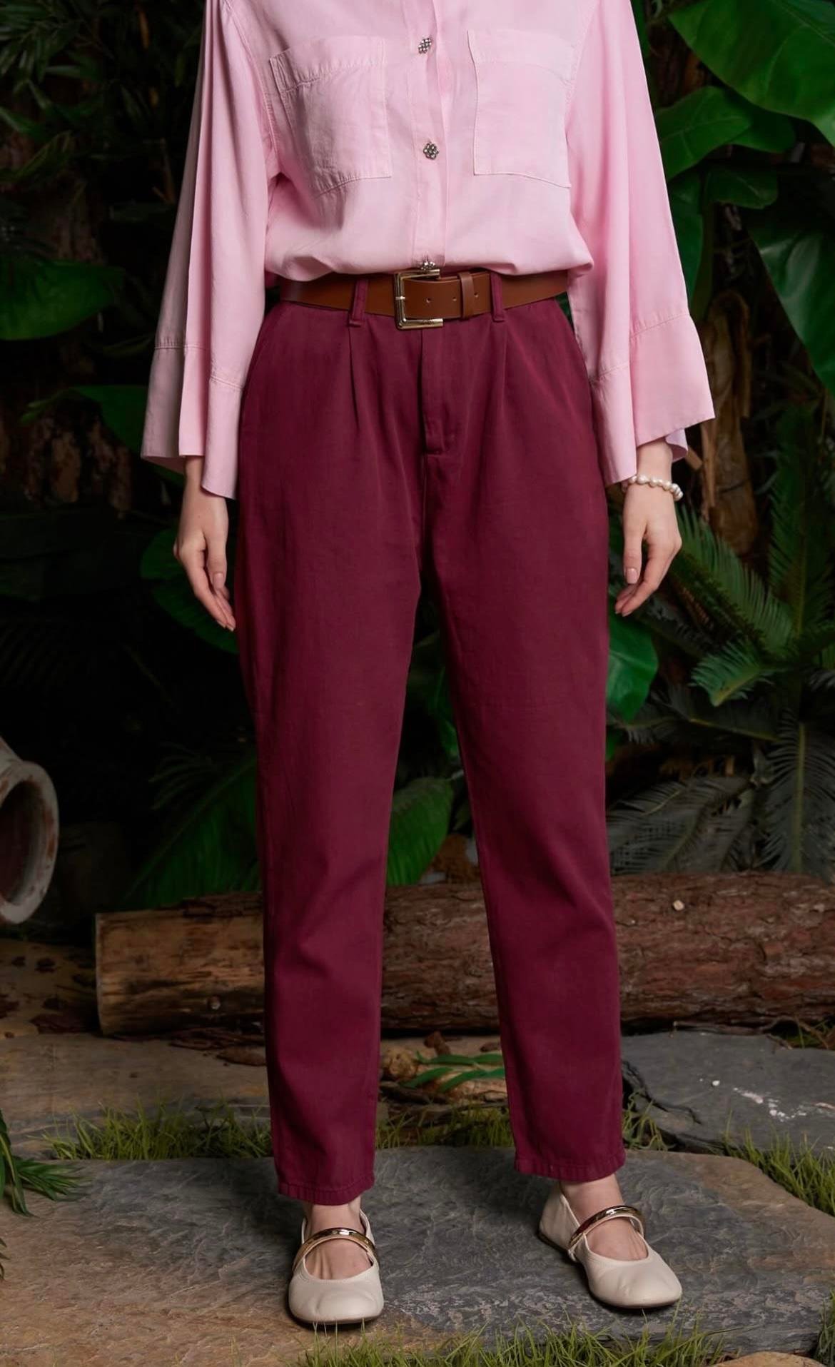 Premium Kalite Tok Kumaş Kemerli Pantolon