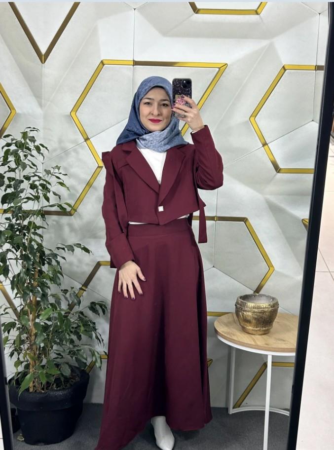 Bordo Etek Ceket Takım