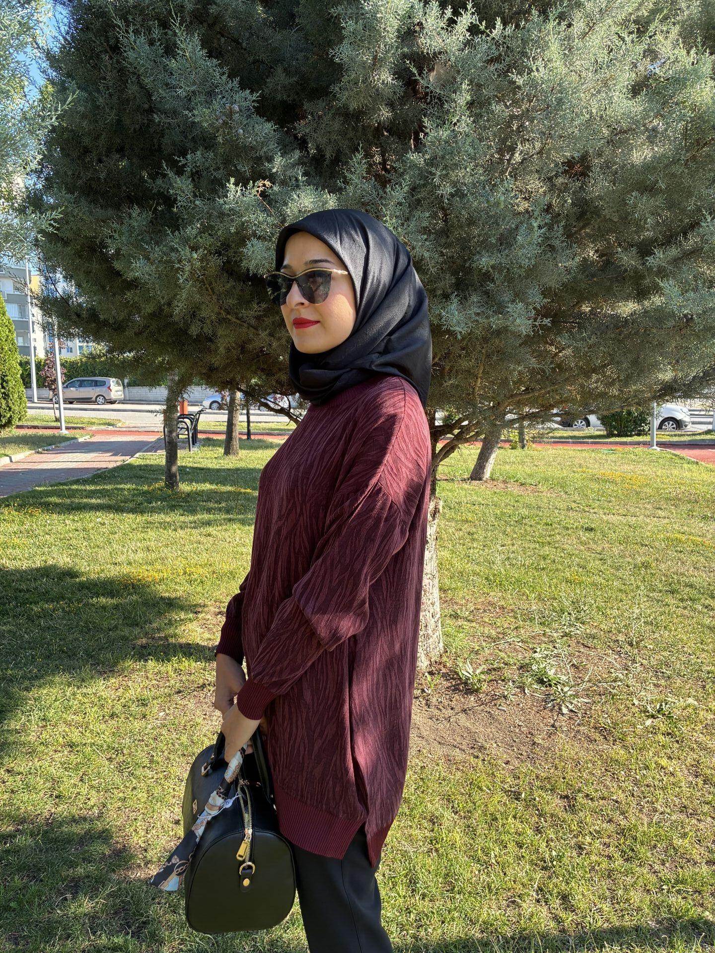 Bordo İpek Cupra Tunik Kado Marka