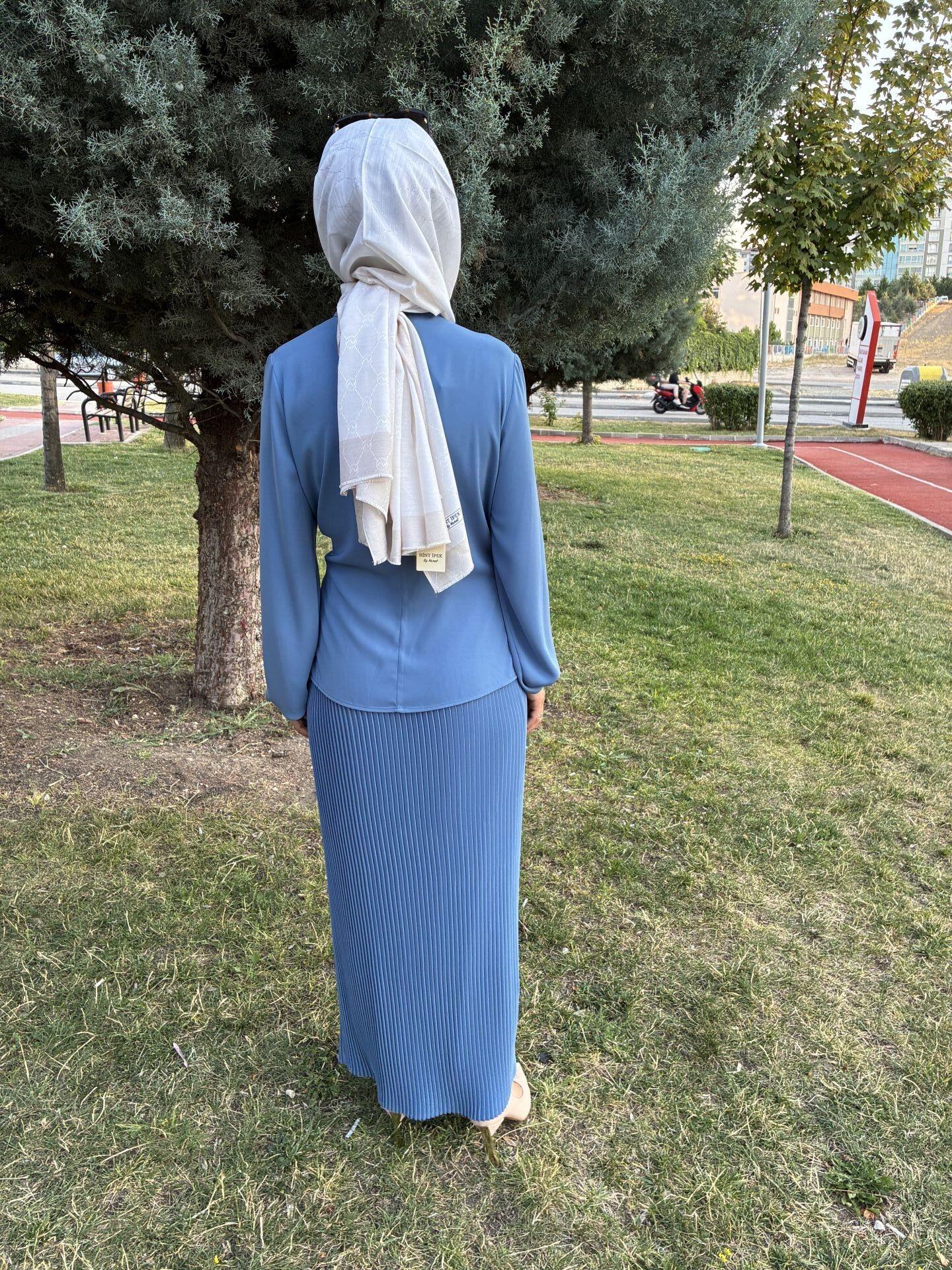 Mavi Pileli Etekli Nihan Marka Takım