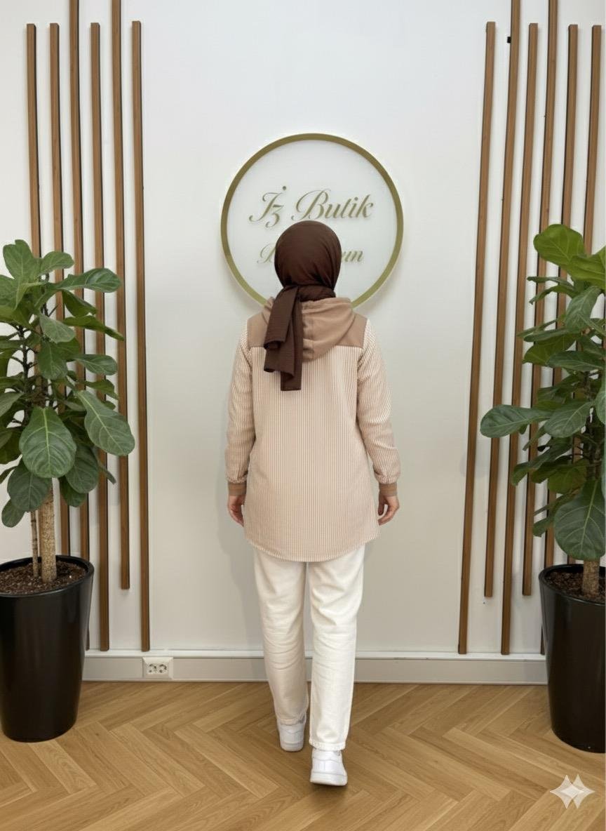 Nihan Çizgili Gömlek Detay Sweatshirt