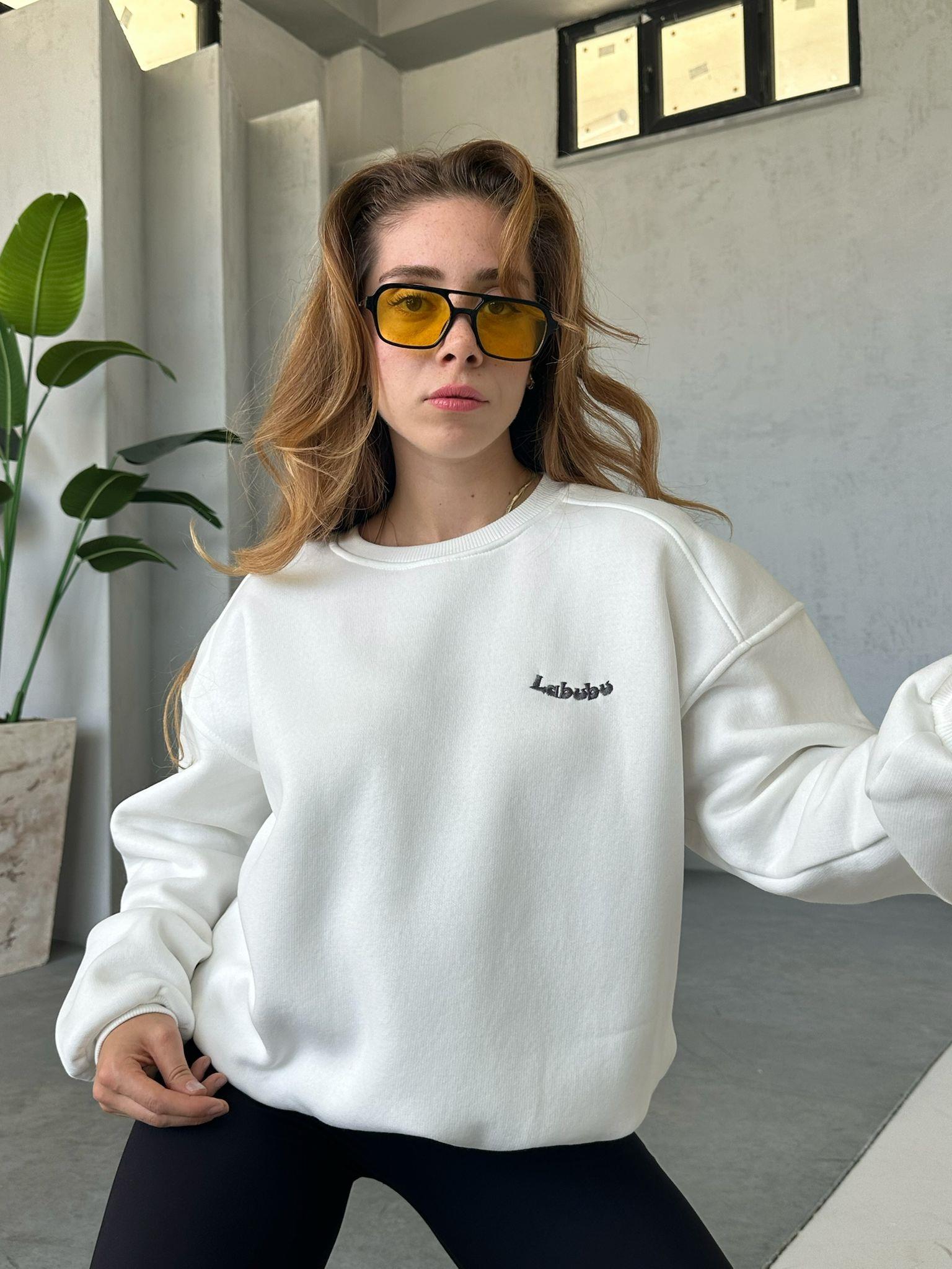 Labunu Nakışlı Sweatshirt Beyaz