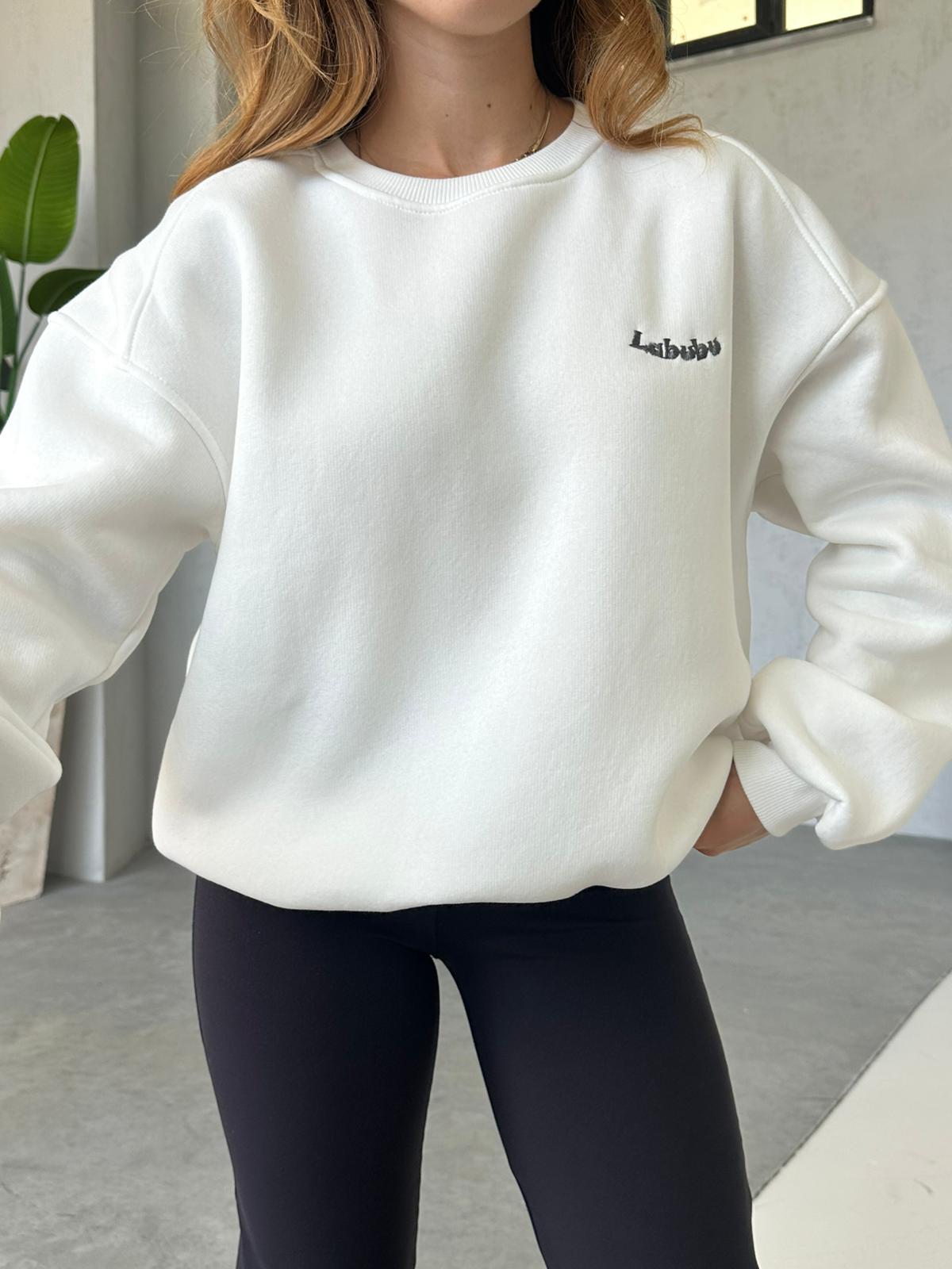 Labunu Nakışlı Sweatshirt Beyaz