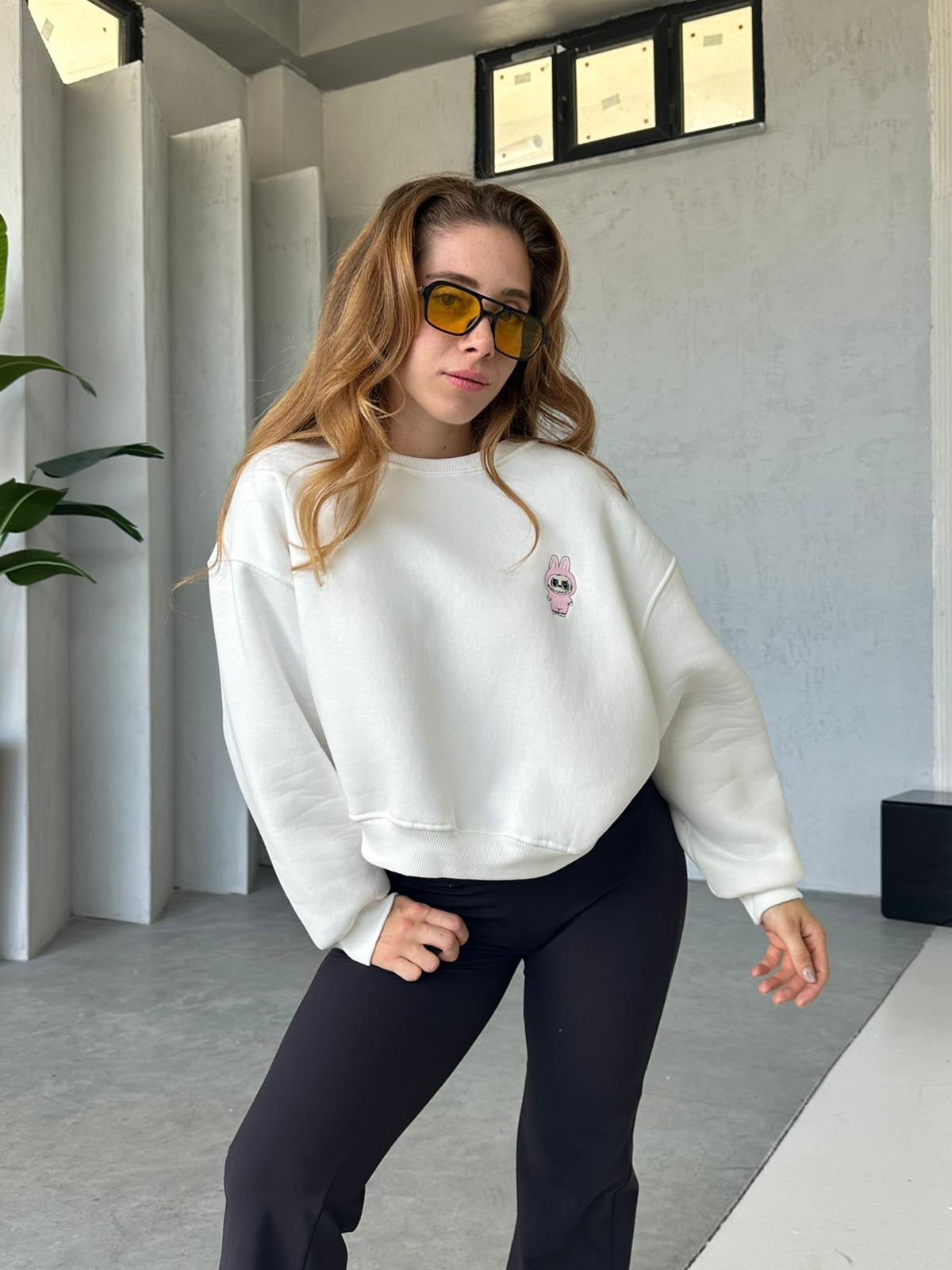Labunu Nakışlı Sweatshirt Beyaz