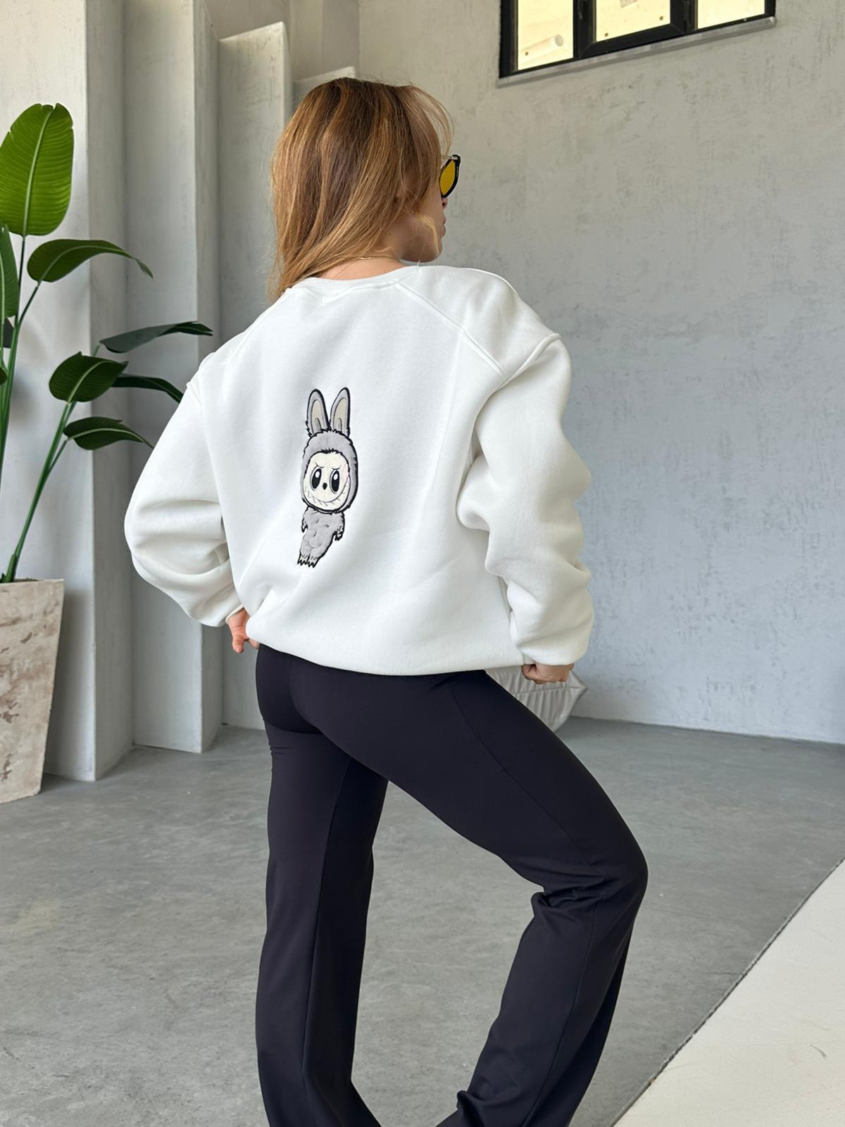 Labunu Nakışlı Sweatshirt Beyaz