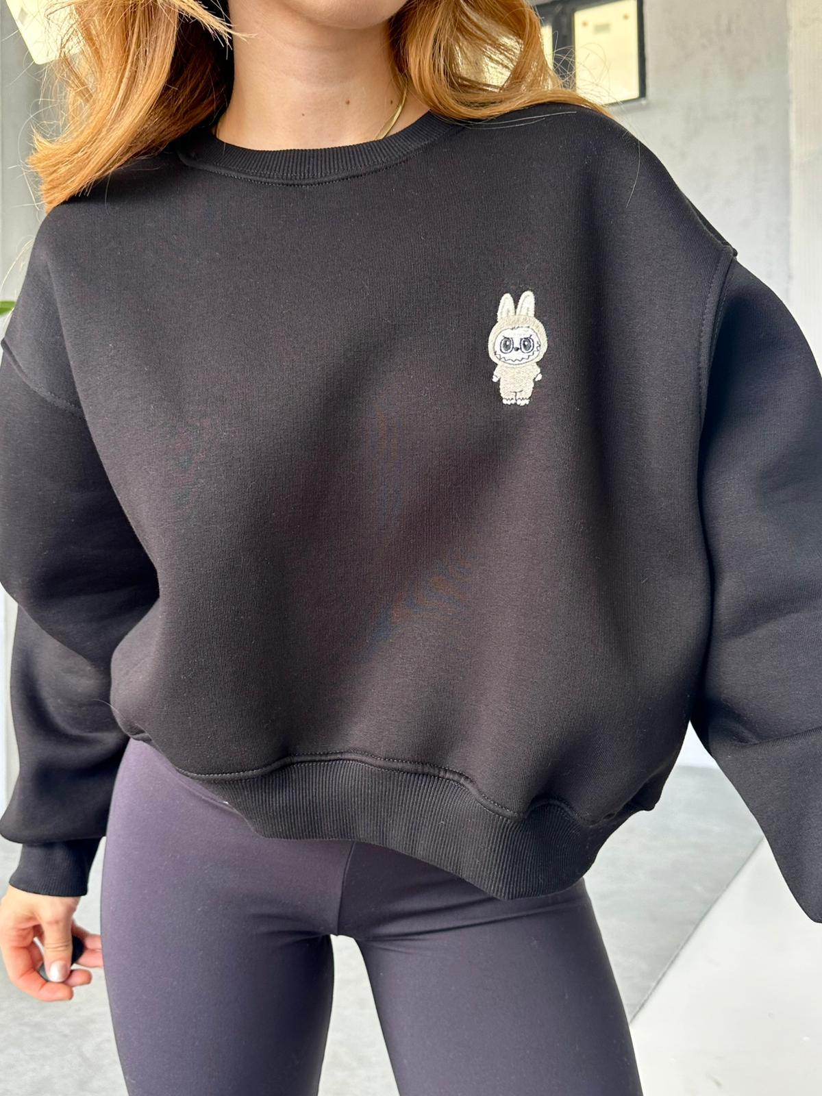 Labunu Nakışlı Sweatshirt Siyah