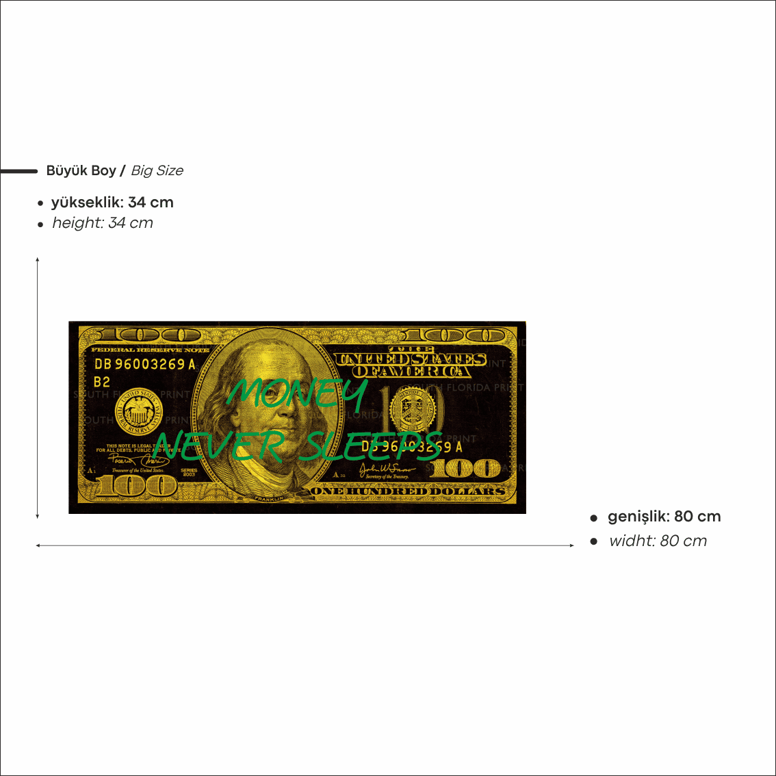 100 Dolar Baskılı Neon Tabela