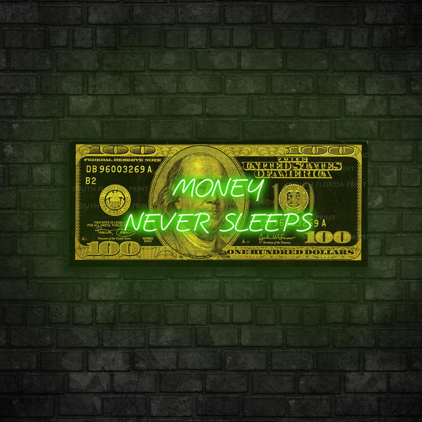 100 Dolar Baskılı Neon Tabela