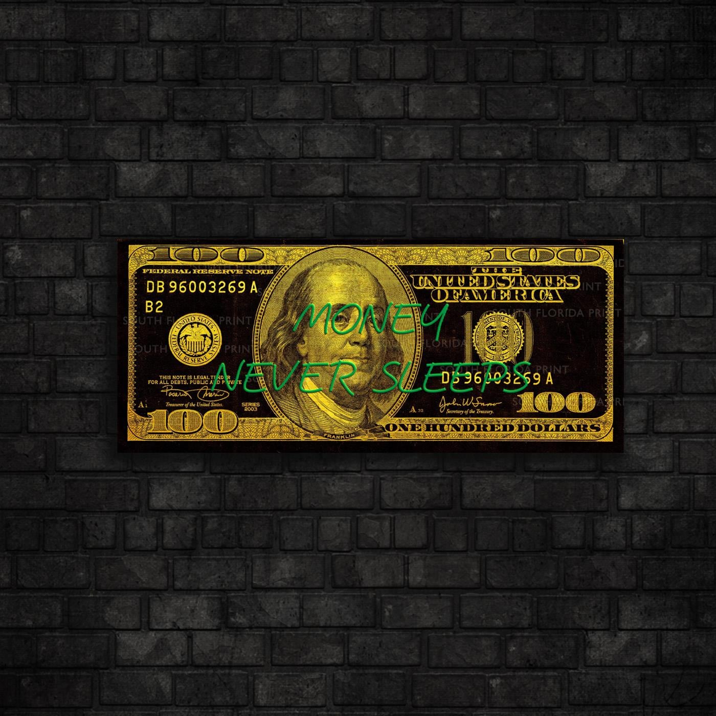 100 Dolar Baskılı Neon Tabela