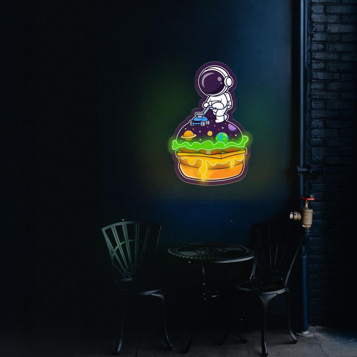 Astro Burger Baskılı Neon Tabela