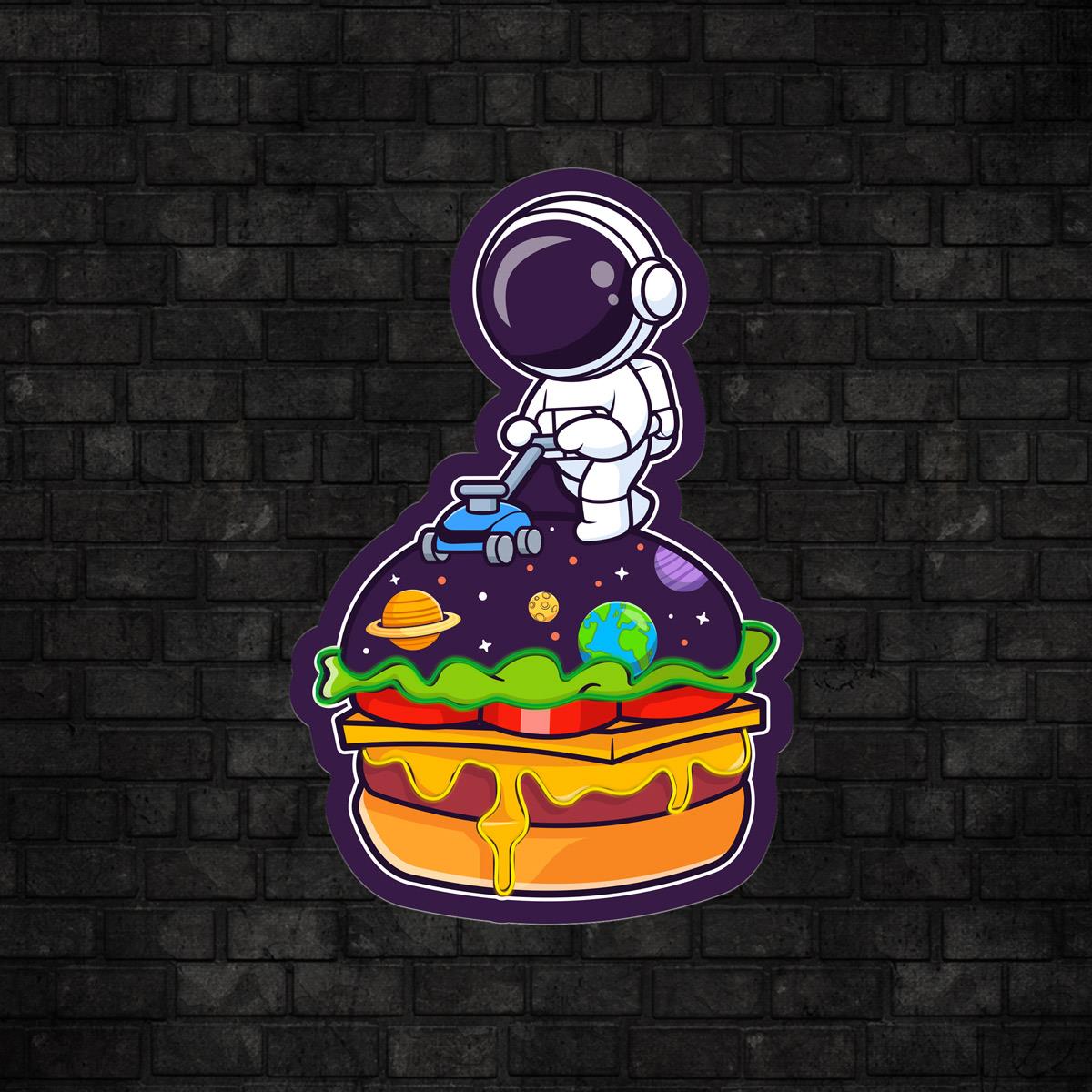 Astro Burger Baskılı Neon Tabela