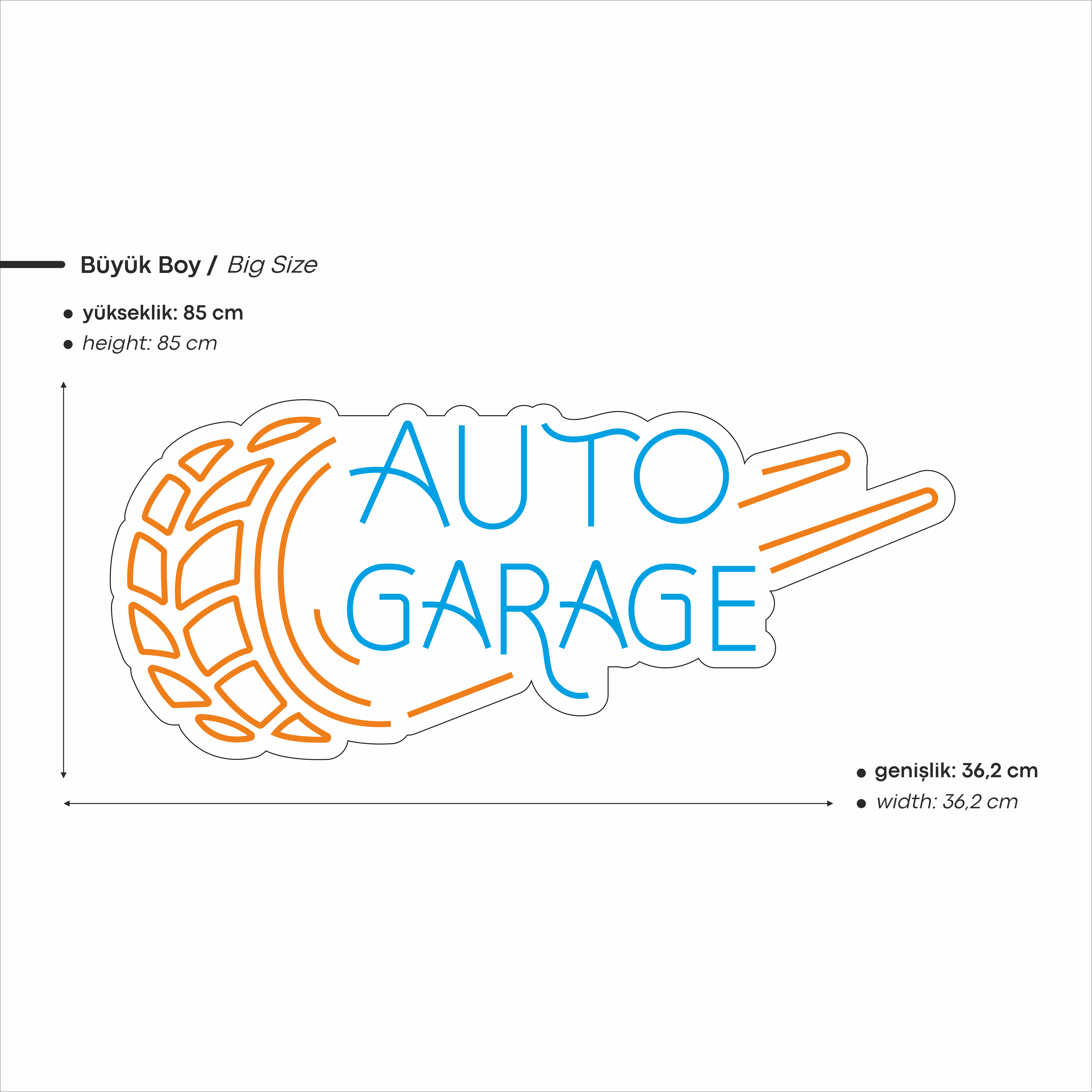Auto Garage Yazılı Led Neon