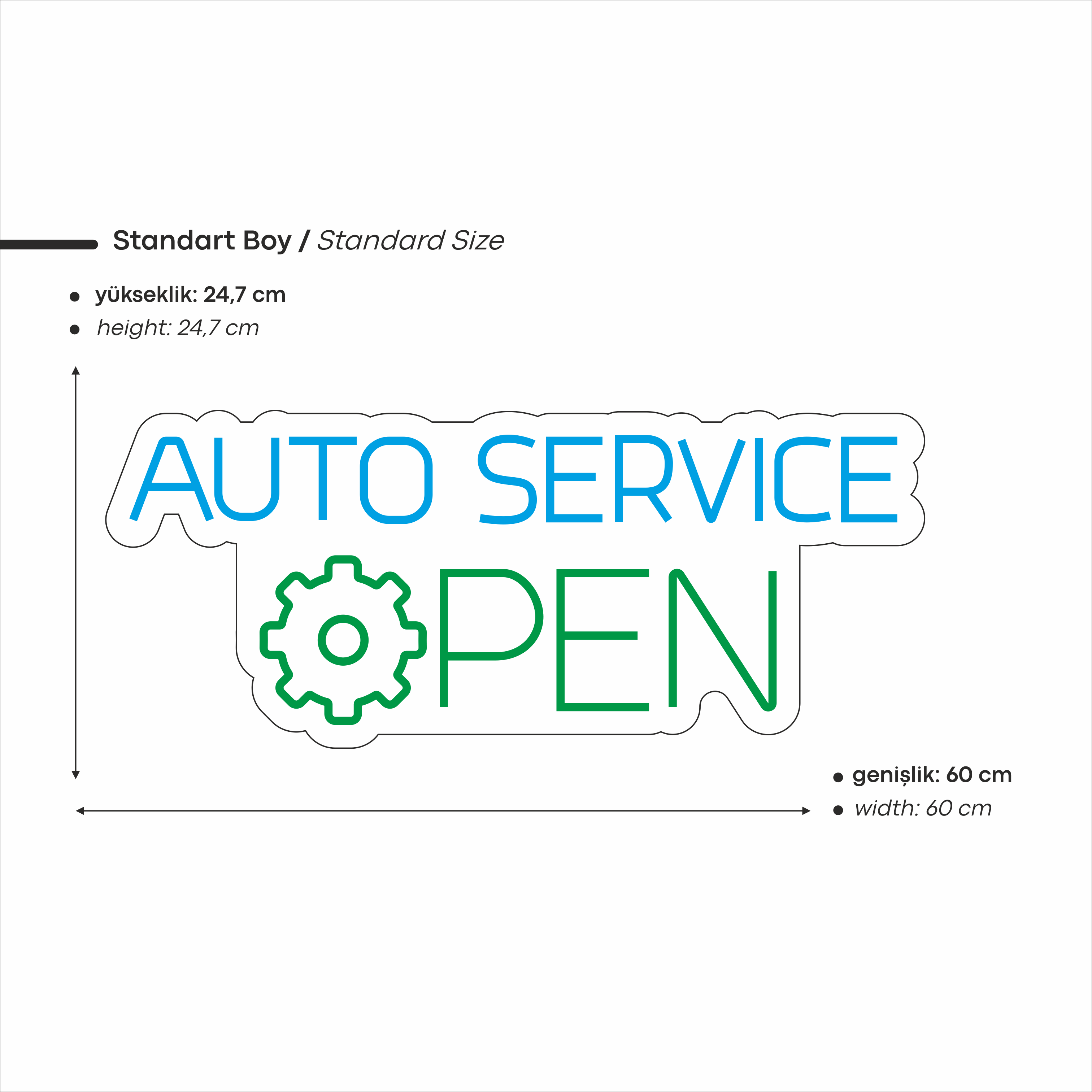 Auto Service Yazılı Led Neon