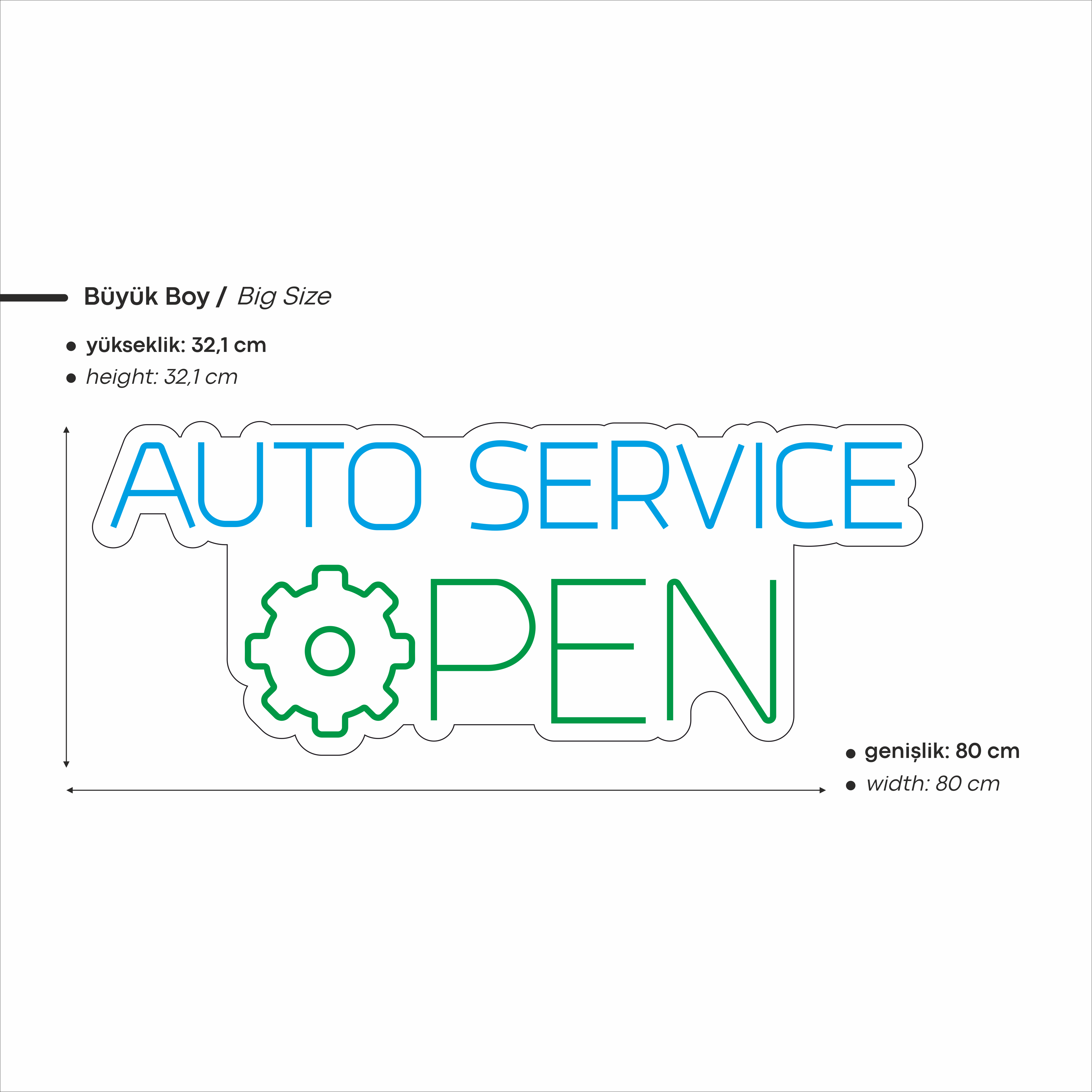 Auto Service Yazılı Led Neon