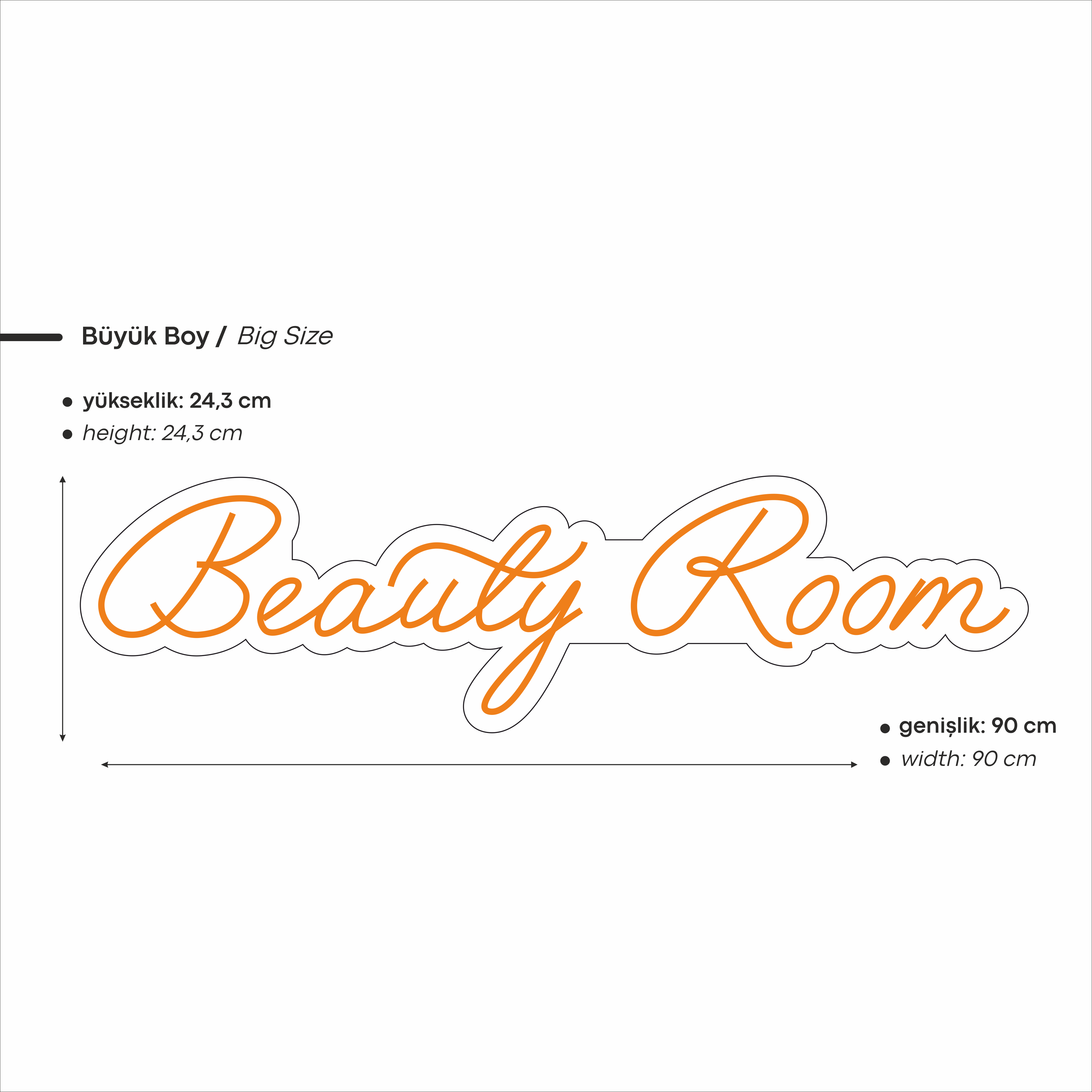 Beauty Room Yazılı Led Neon