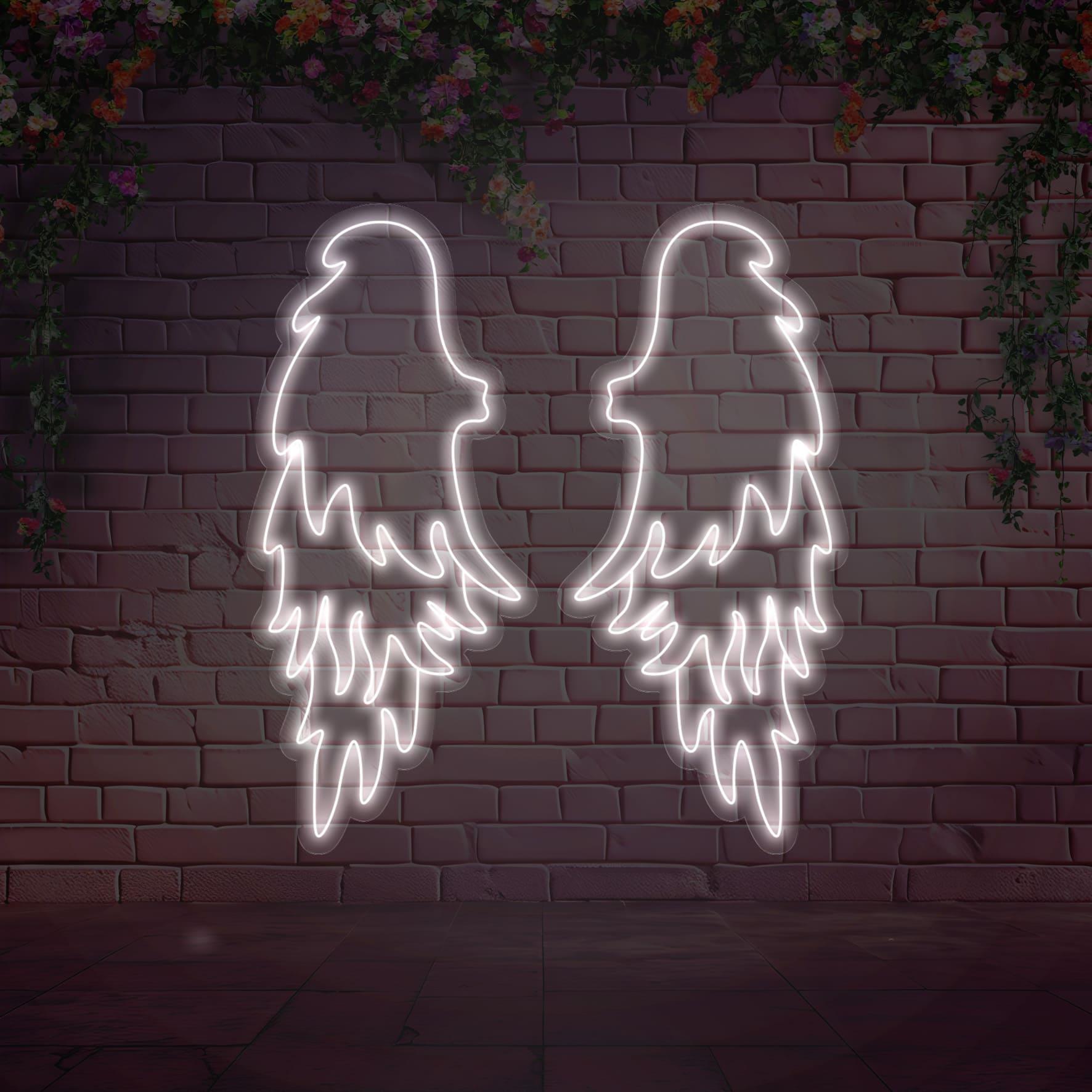 Beyaz Melek Kanatları Led Neon