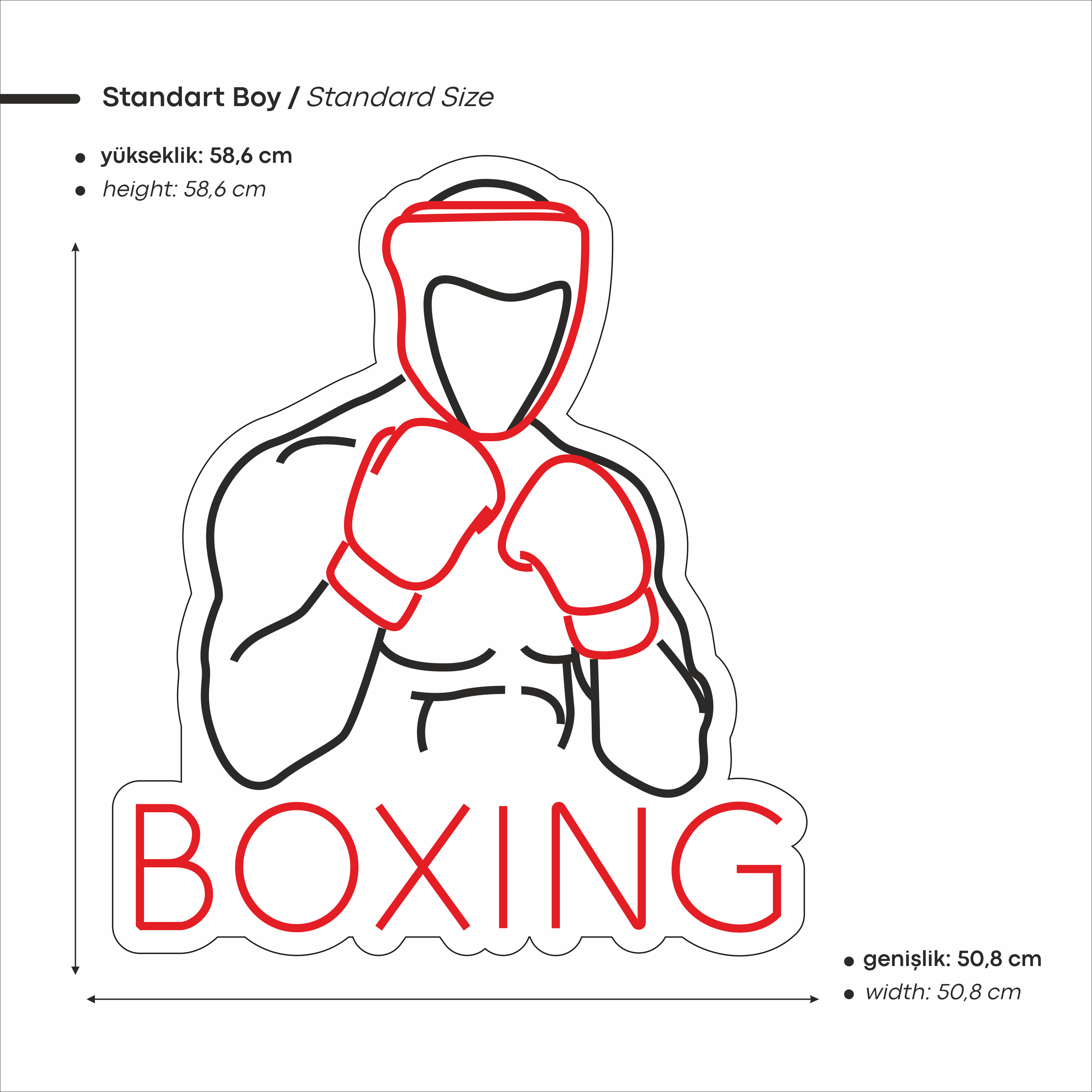 Boxing Yazılı Figürlü Led Neon