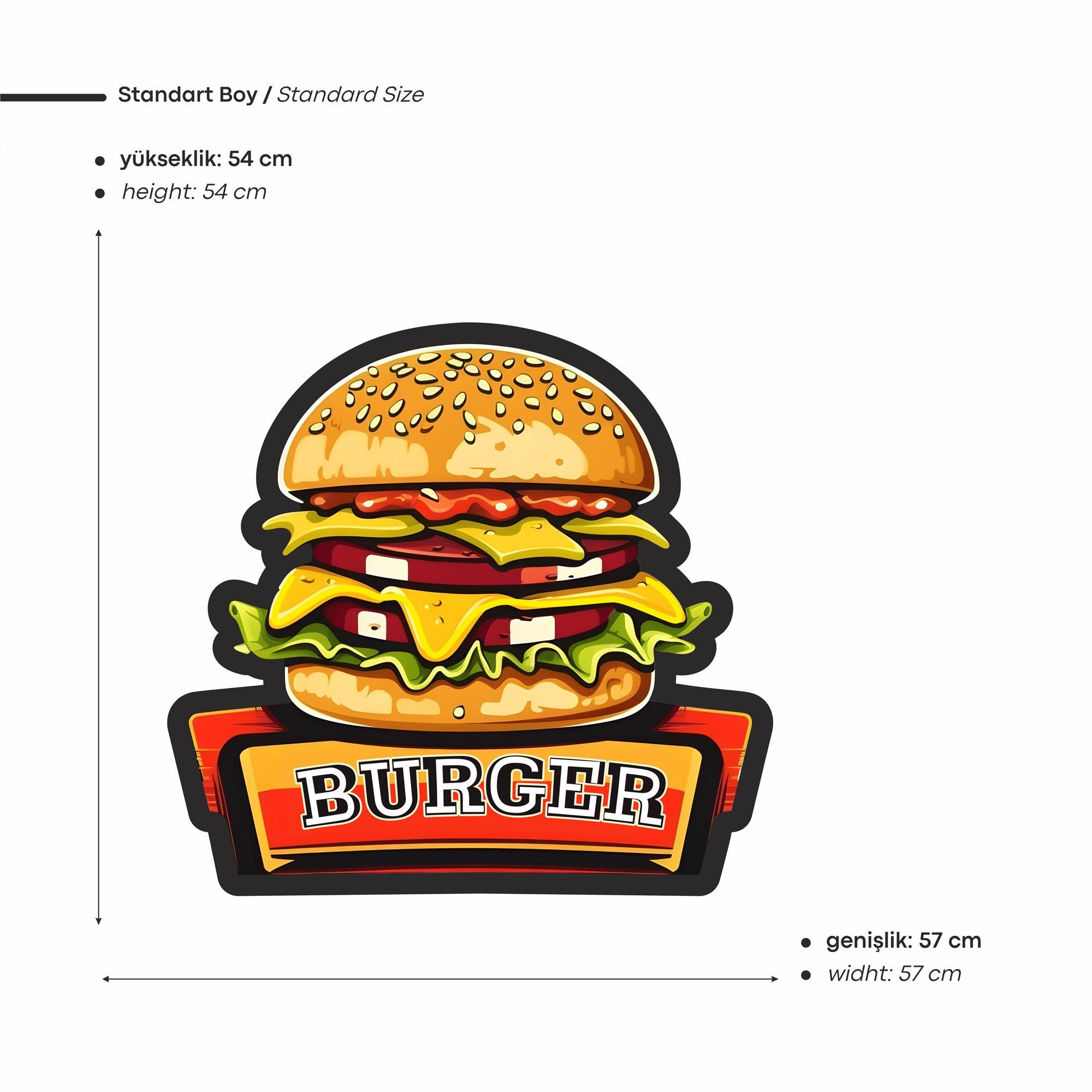 Burger Baskılı Neon Tabela