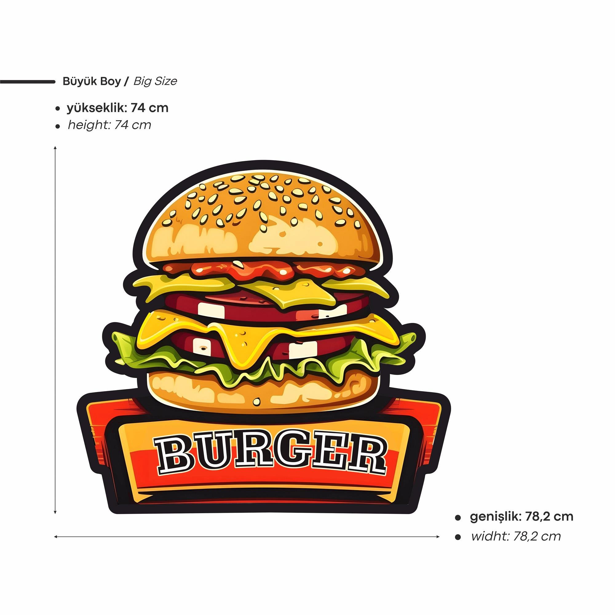 Burger Baskılı Neon Tabela