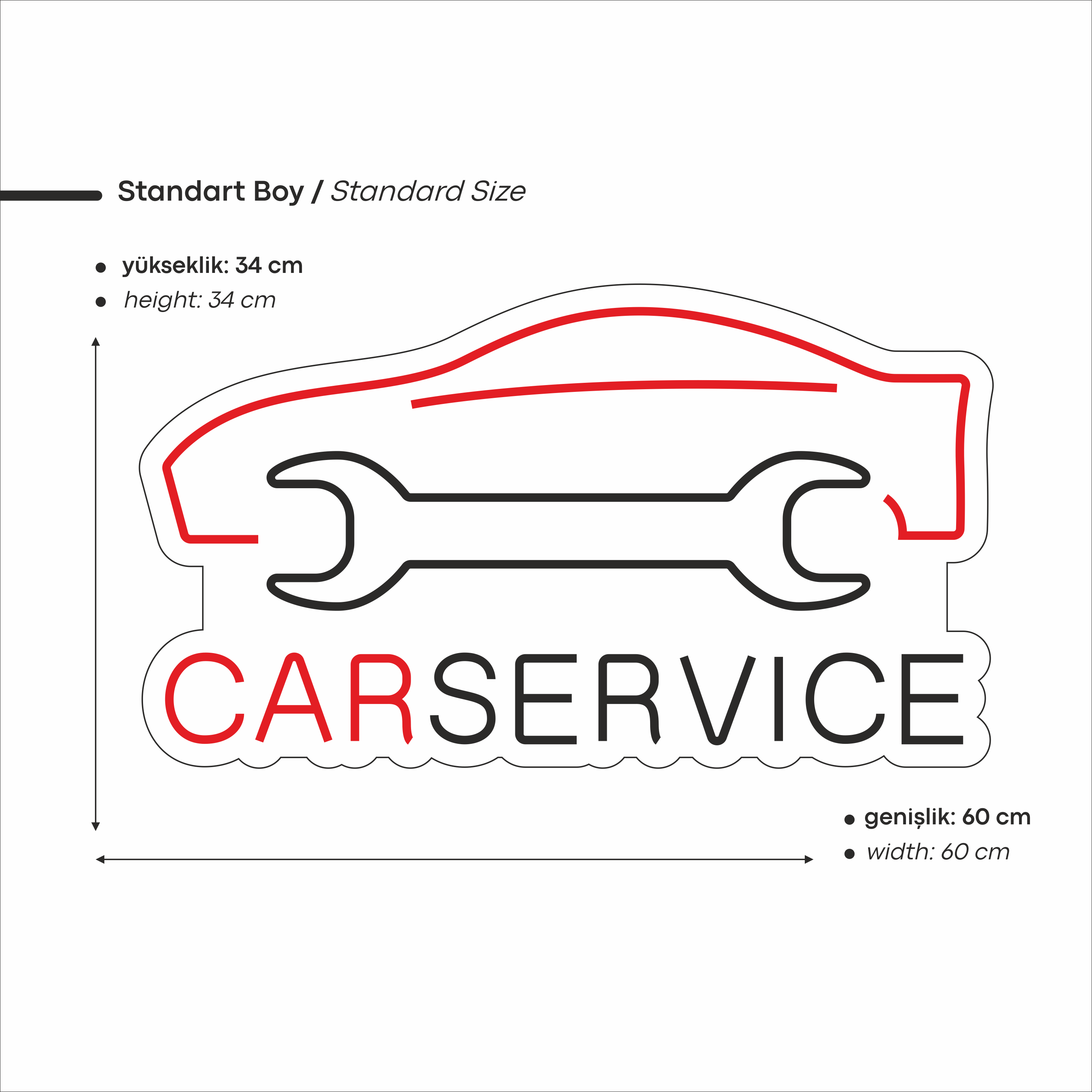 Car Service Yazılı Figürlü Led Neon
