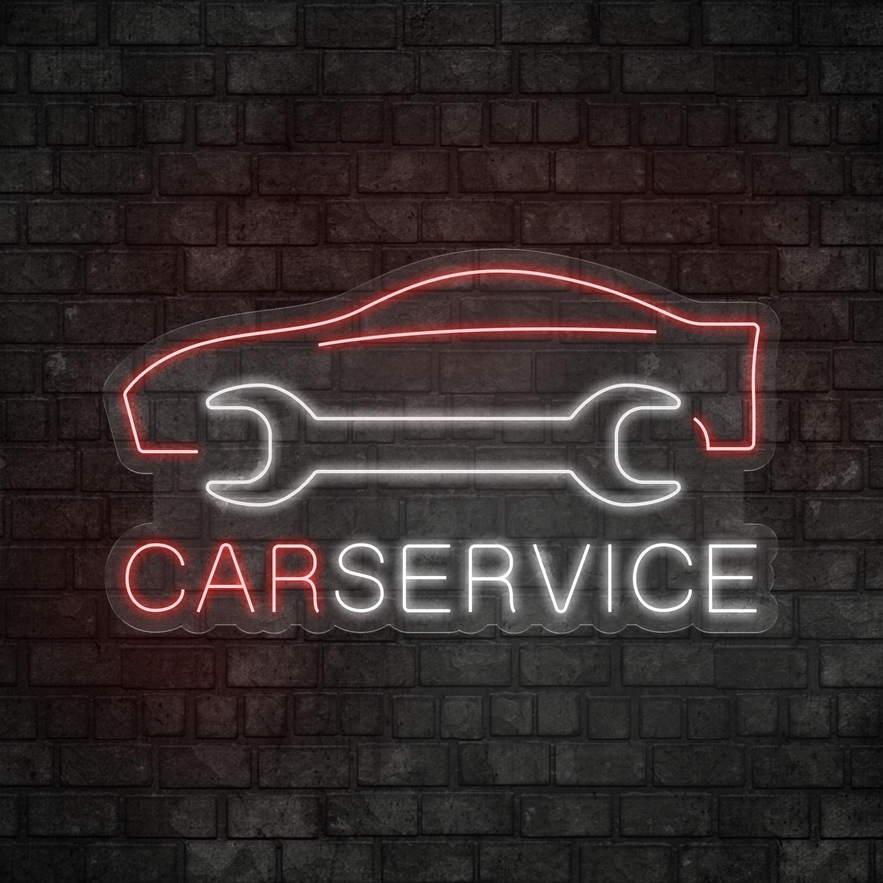 Car Service Yazılı Figürlü Led Neon