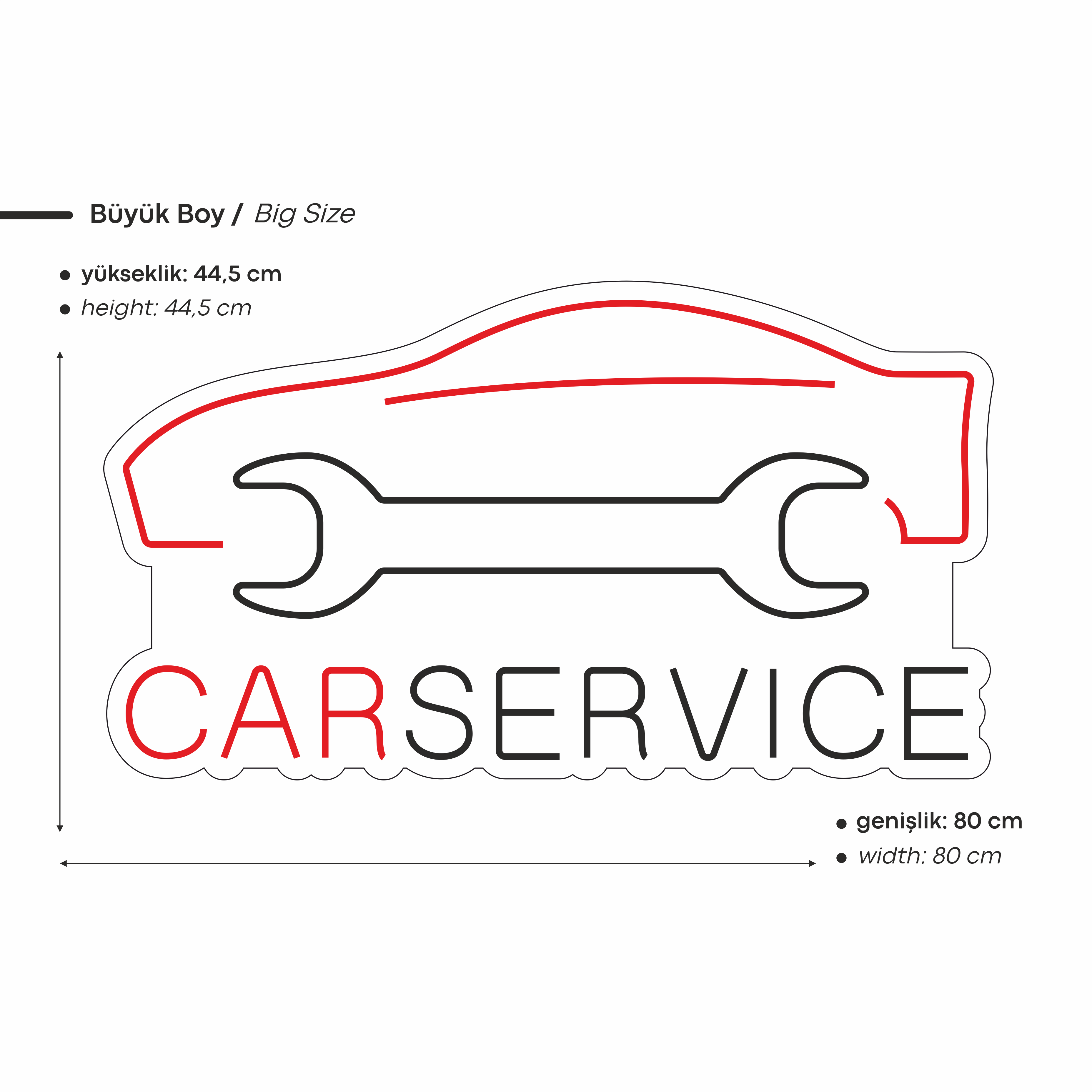 Car Service Yazılı Figürlü Led Neon