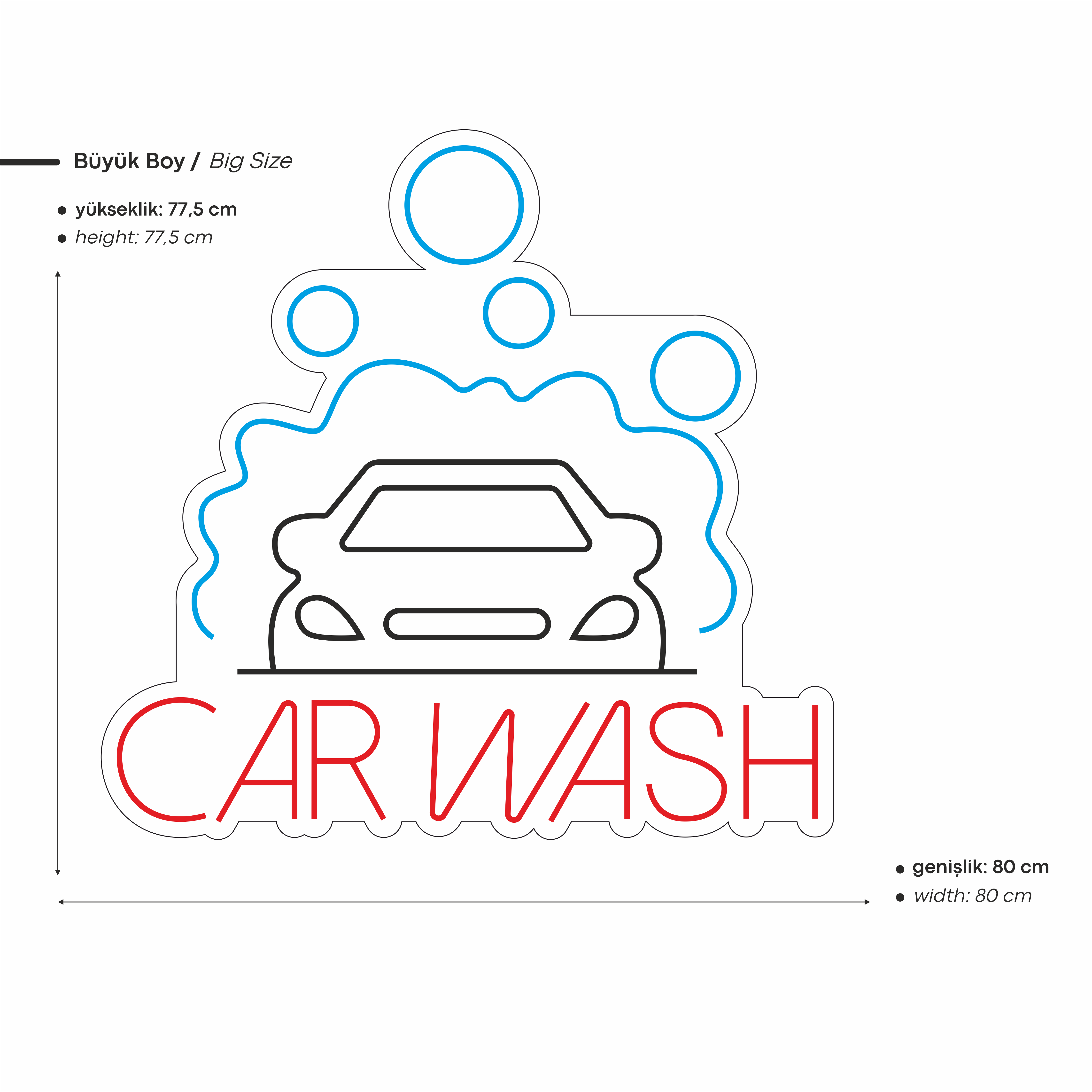 Car Wash Yazılı Figürlü Led Neon