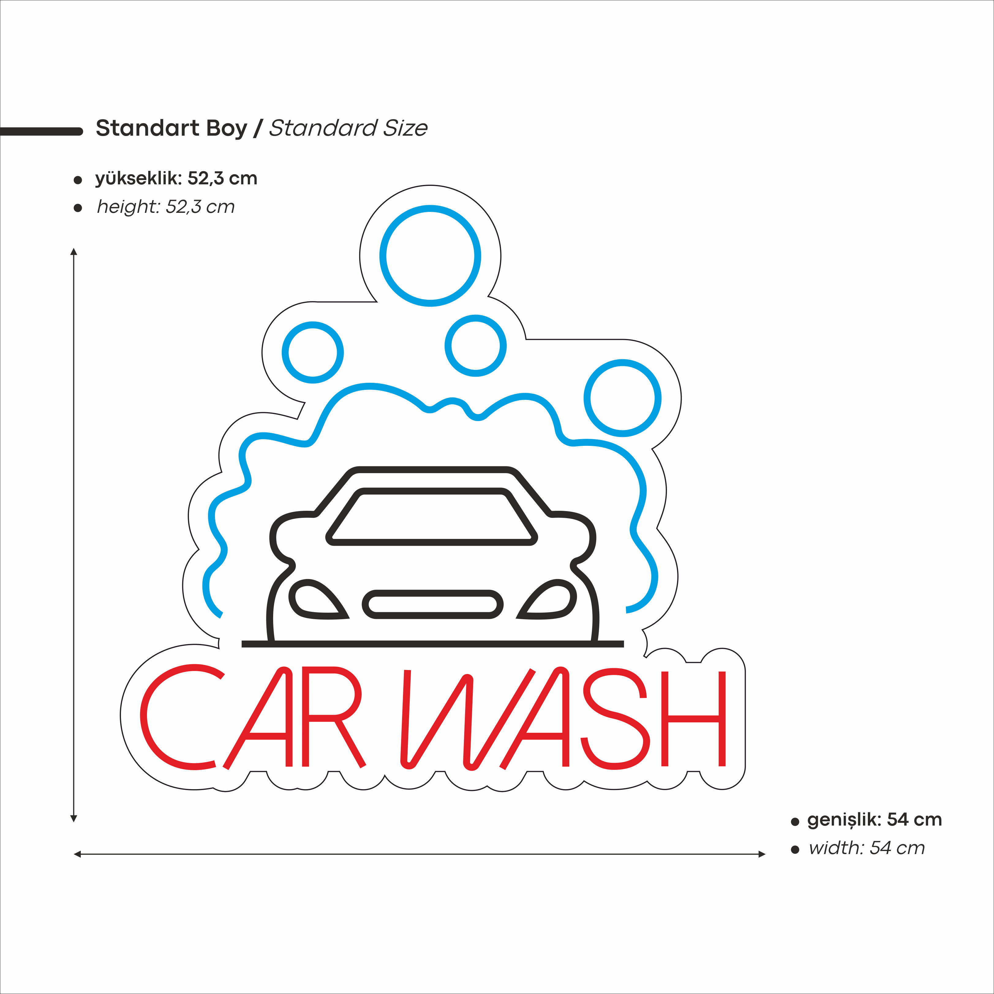 Car Wash Yazılı Figürlü Led Neon
