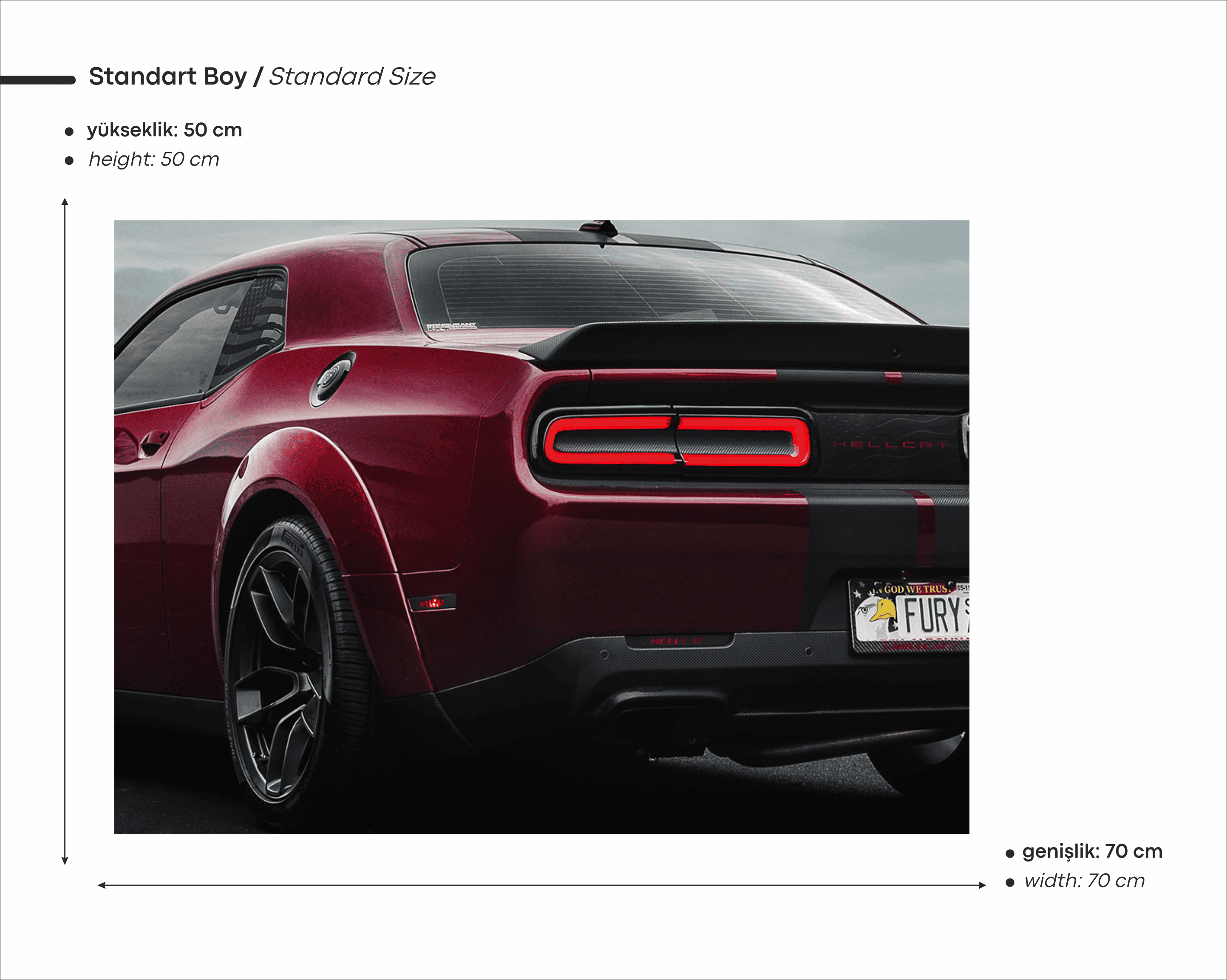 Dodge Challenger SRT Hellcat. Araba Neon Tablo