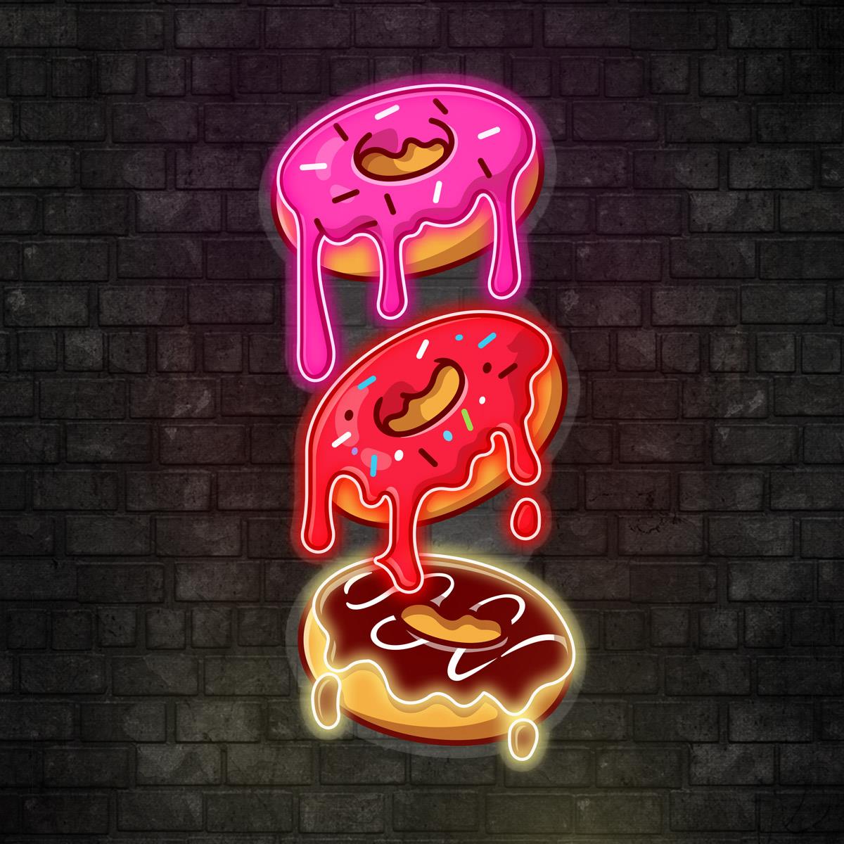 Donuts Baskılı Neon Tabela