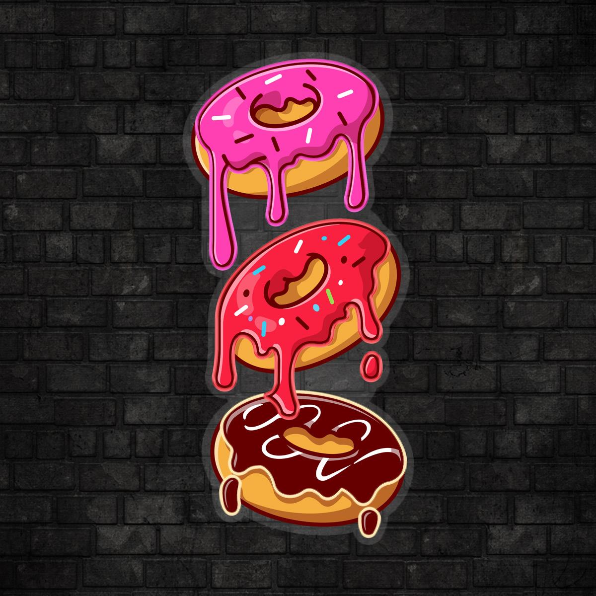 Donuts Baskılı Neon Tabela
