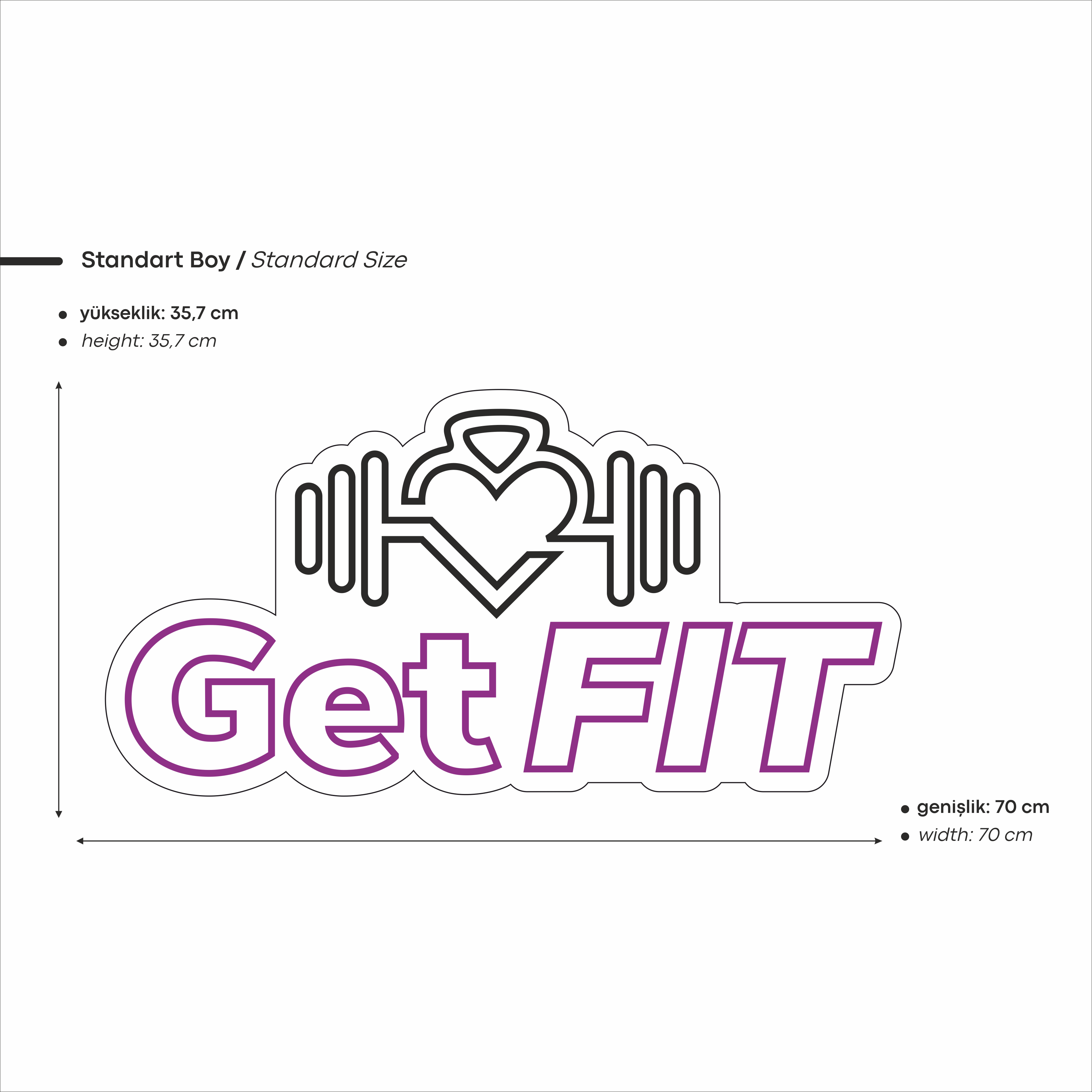 Get Fit Yazılı Figürlü Led Neon