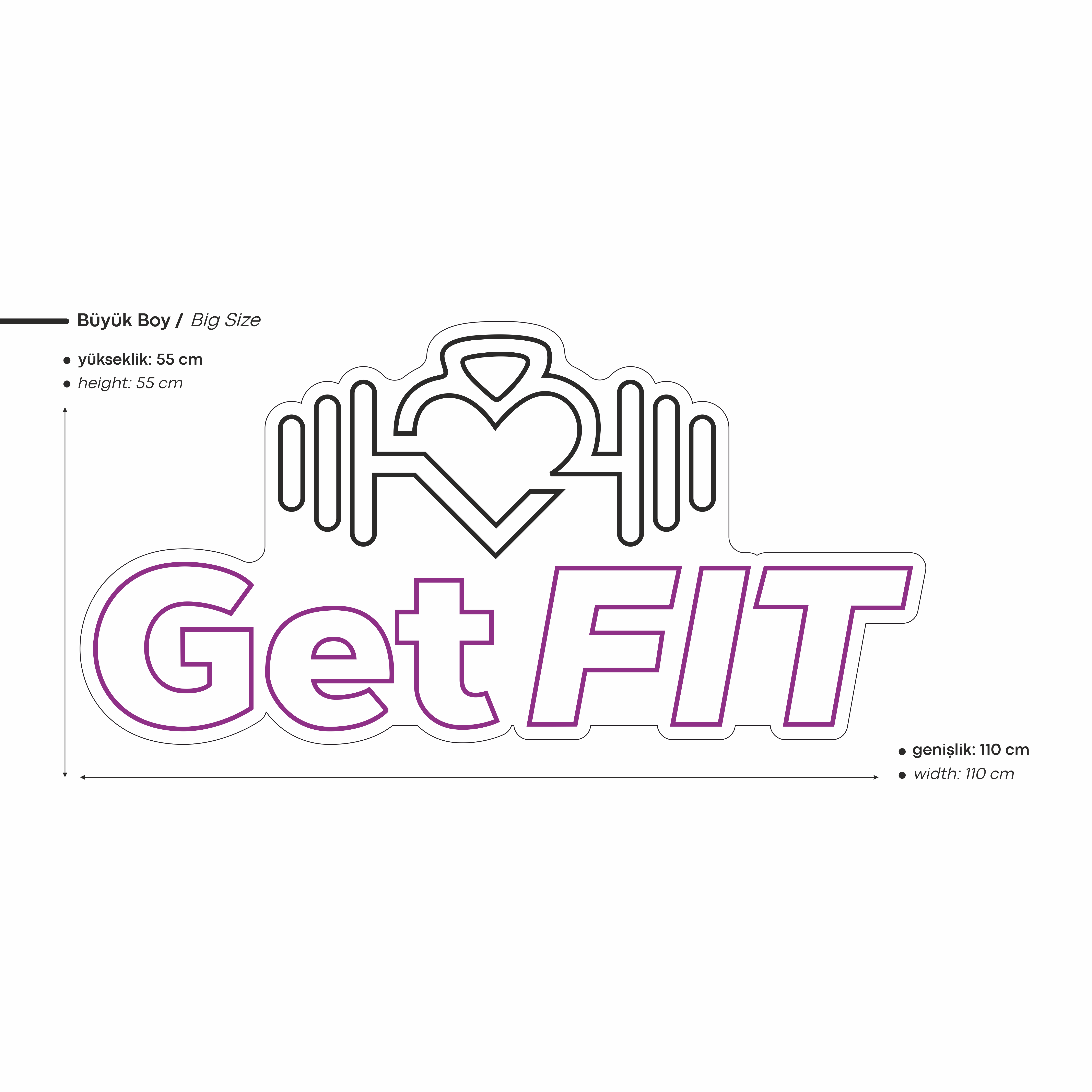 Get Fit Yazılı Figürlü Led Neon