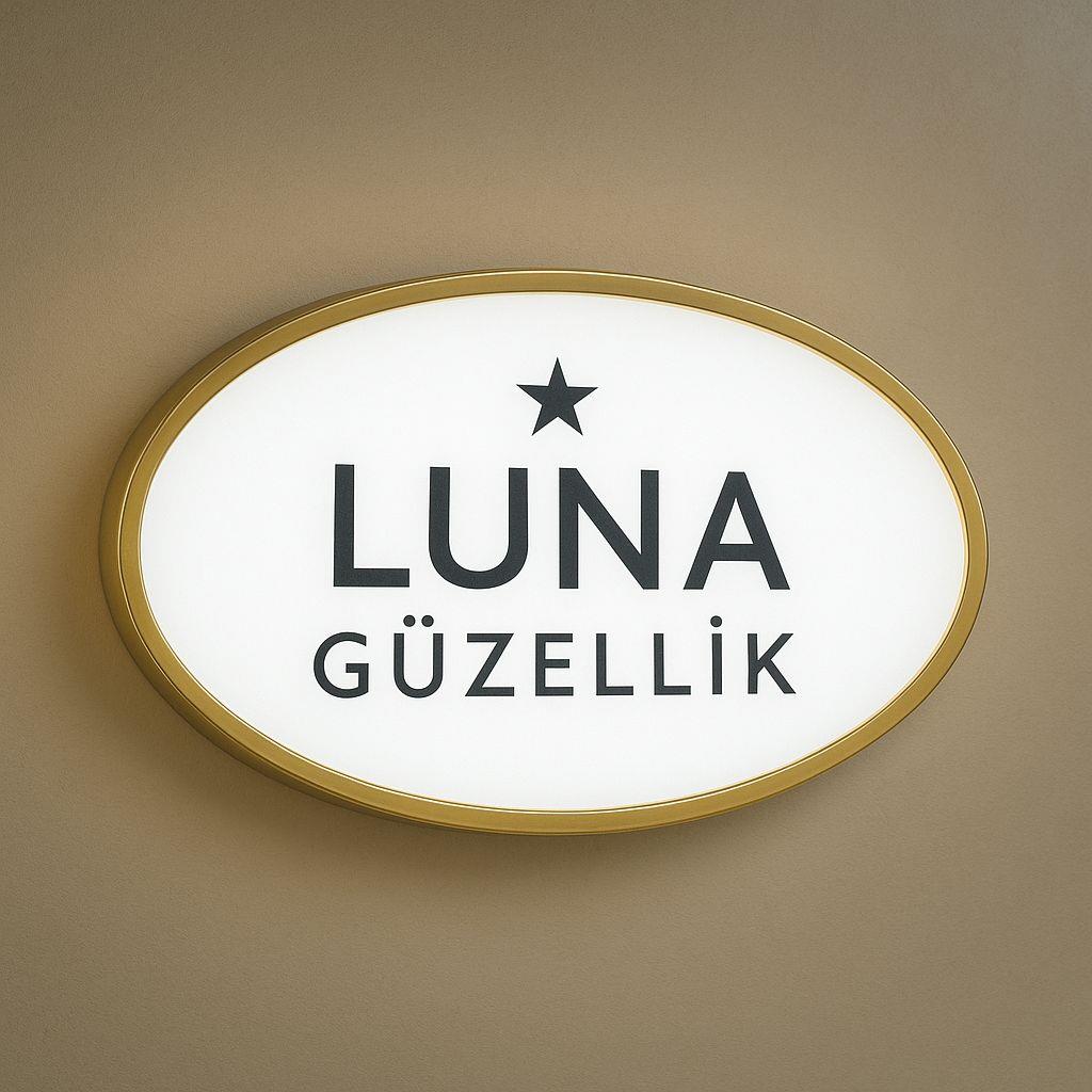 Gold Paslanmaz Elips Işıklı Logo Beyaz Led (Ölçü Seçenekli)