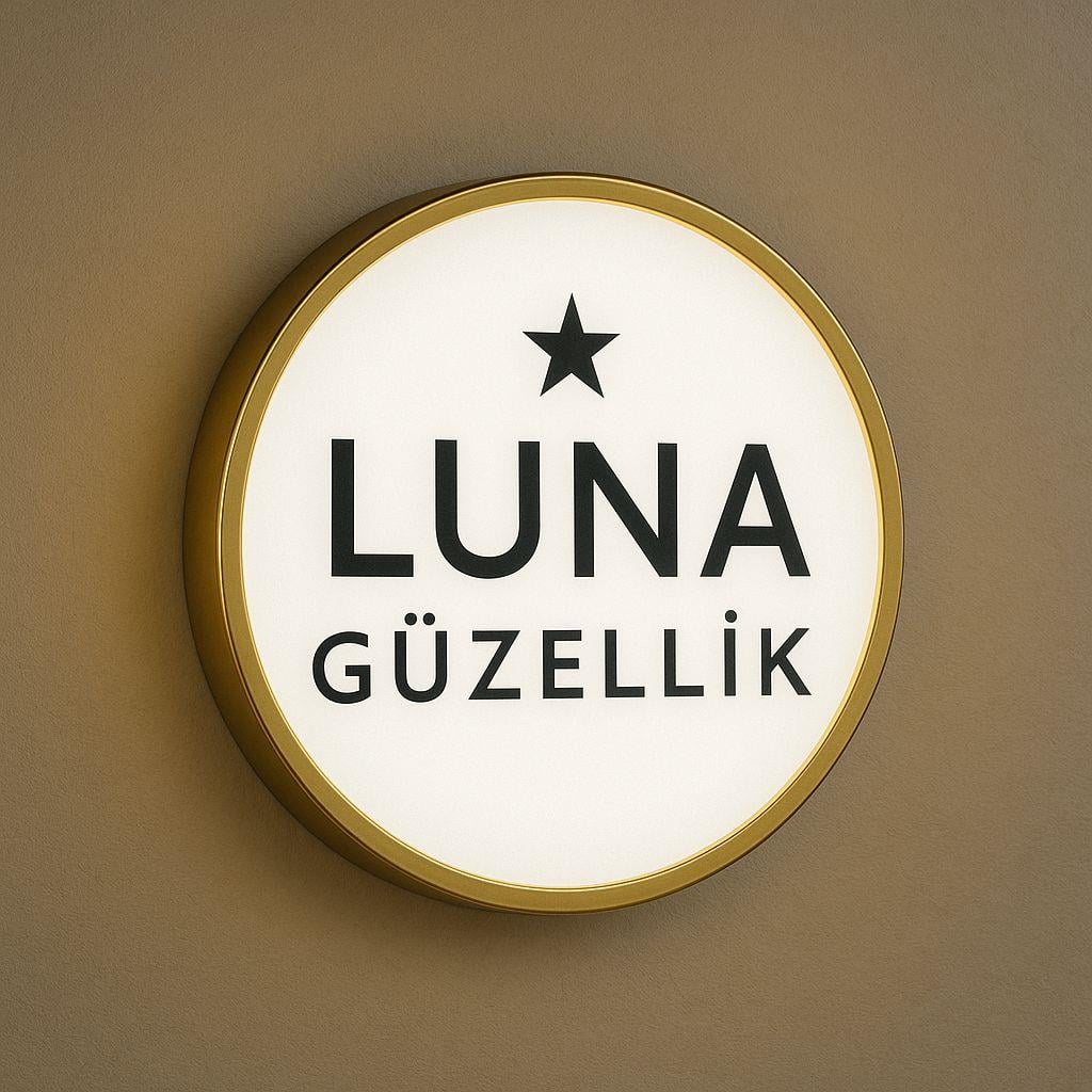 Gold Paslanmaz Yuvarlak Işıklı Logo Beyaz Led (Ölçü Seçenekli)