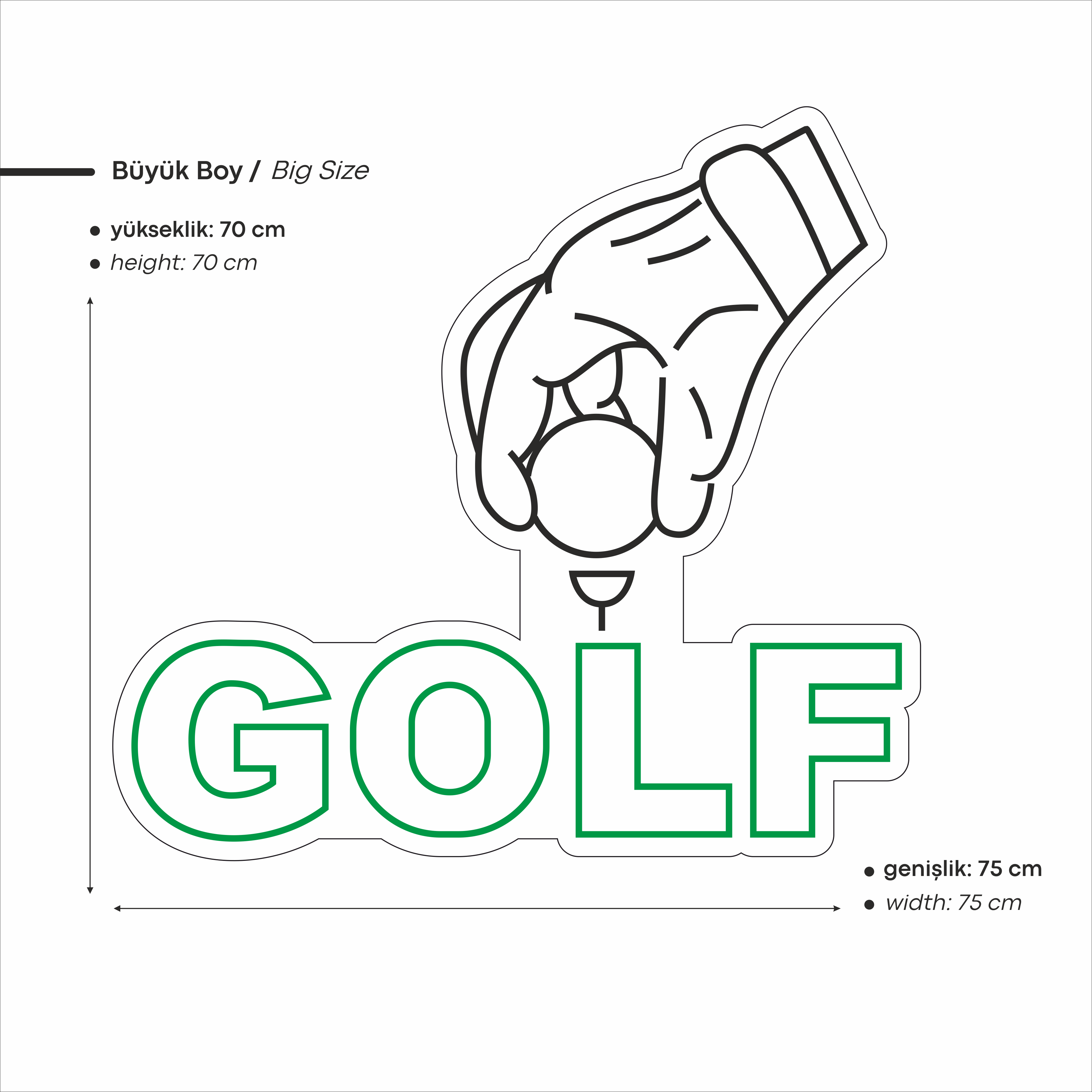 Golf Yazılı Figürlü Led Neon