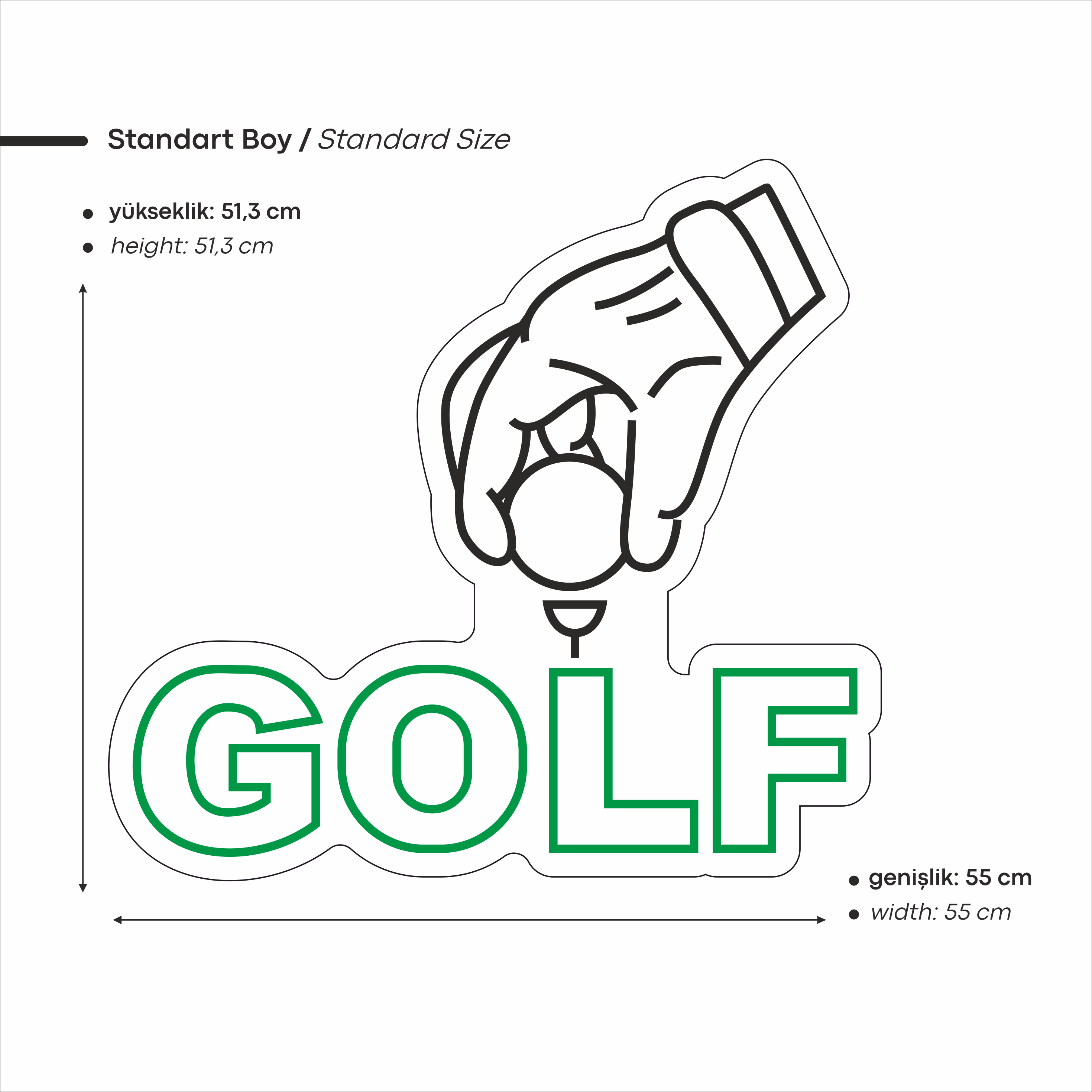 Golf Yazılı Figürlü Led Neon