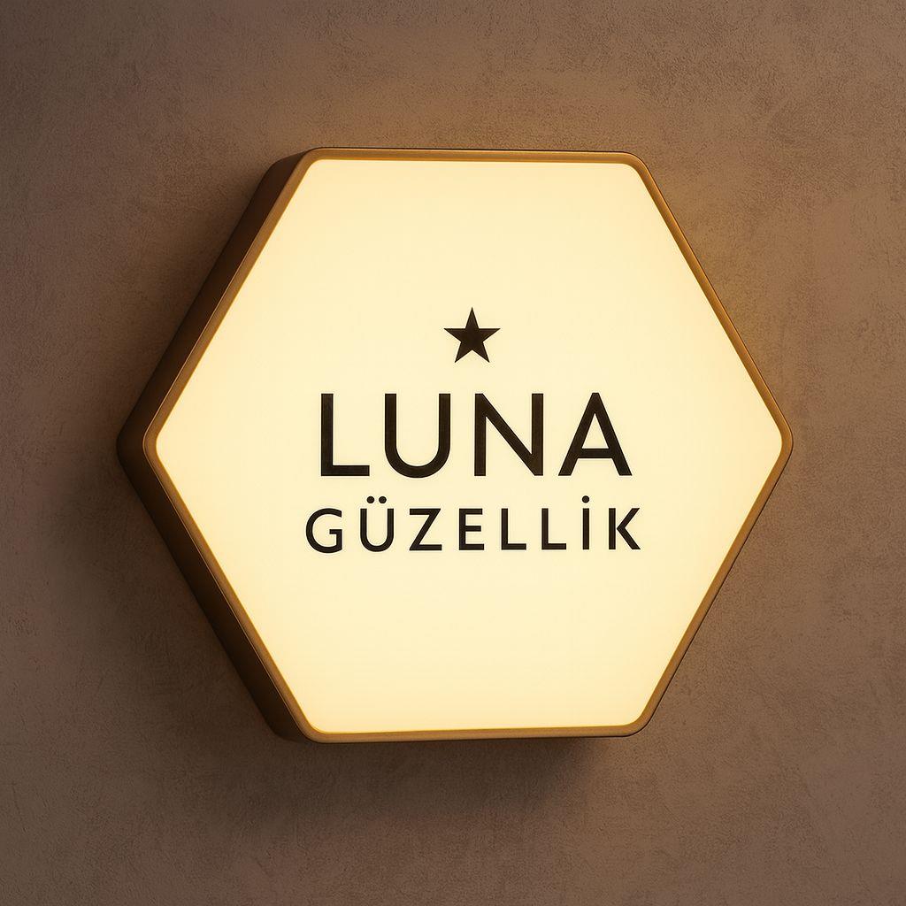 Gümüş Paslanmaz Altıgen Işıklı Logo Günışığı Led (Ölçü Seçenekli)