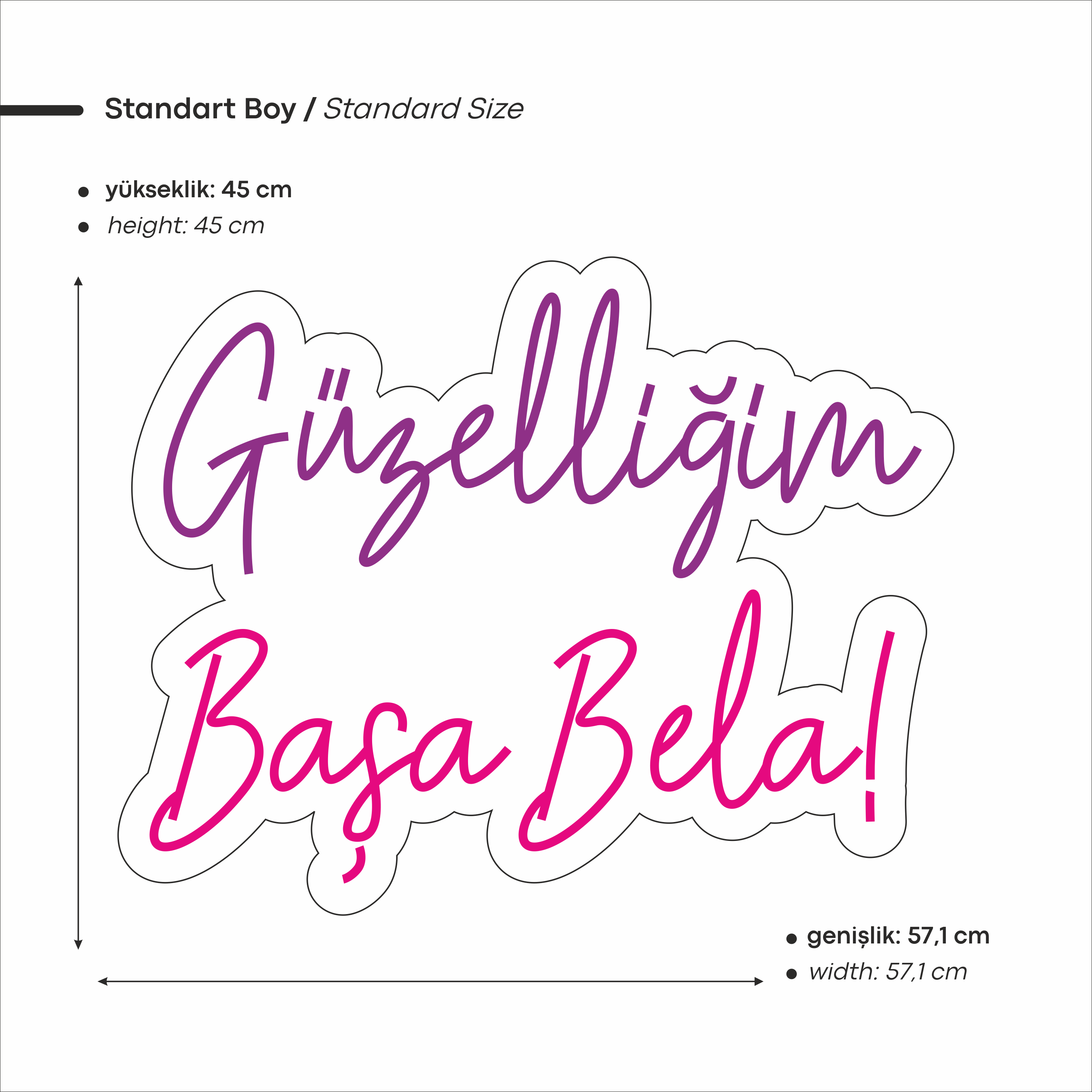 Güzelliğim Başa Bela Yazılı Led Neon