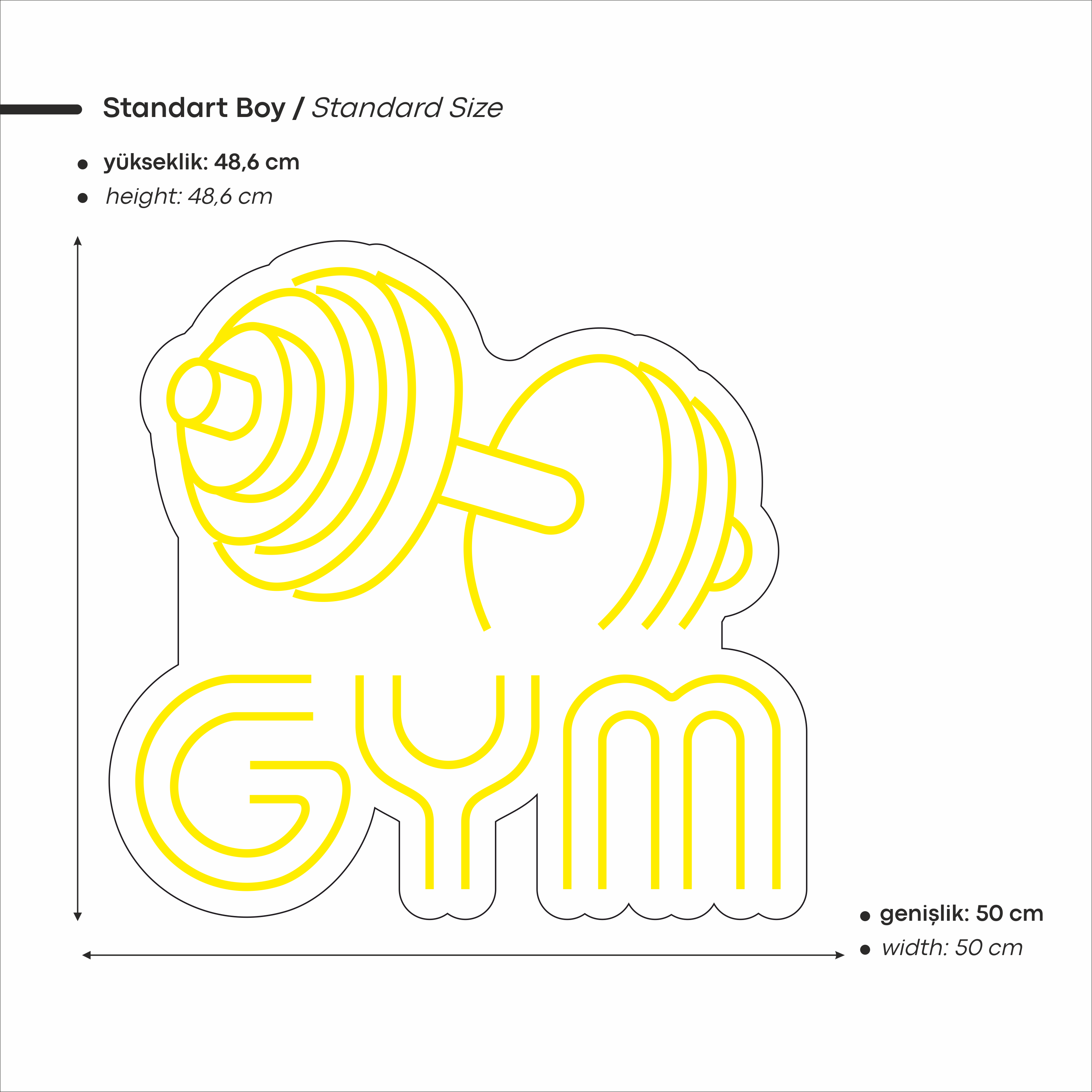 Gym Yazılı Figürlü Led Neon
